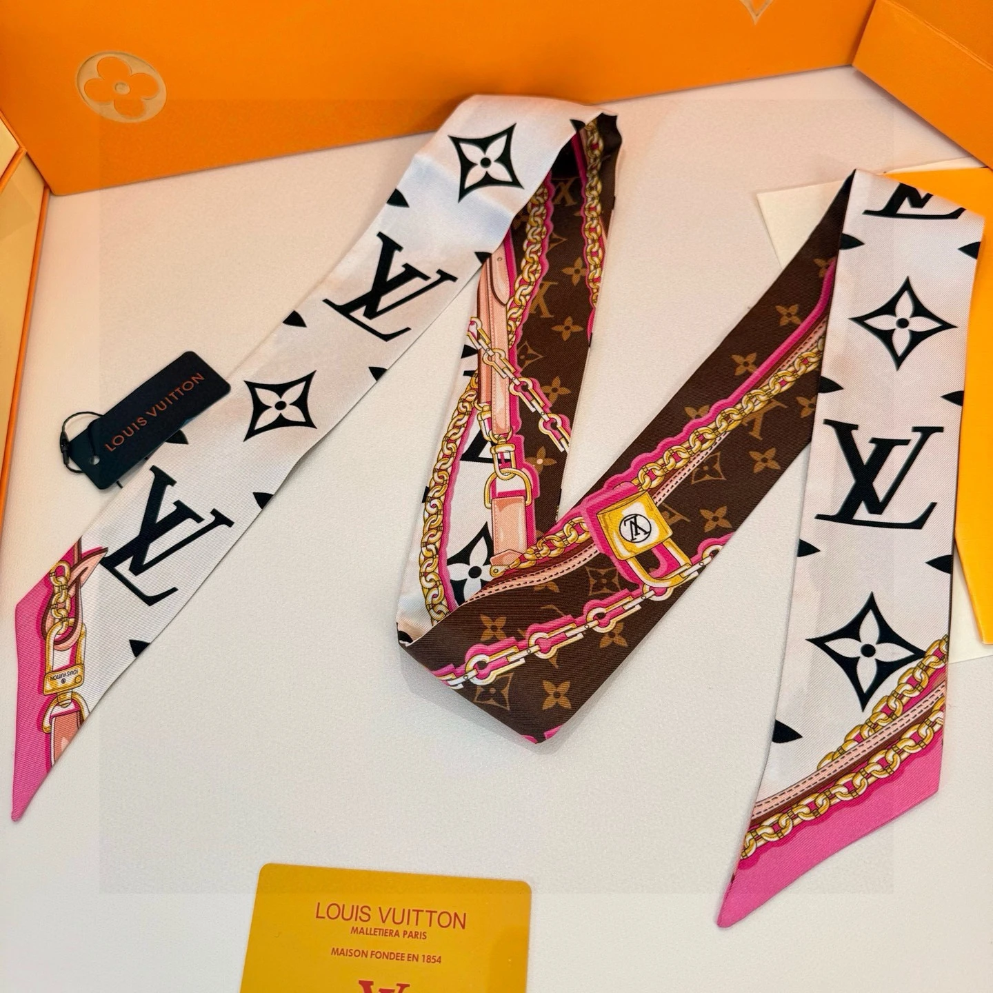 Monogram BB Hair Tie with Streamers