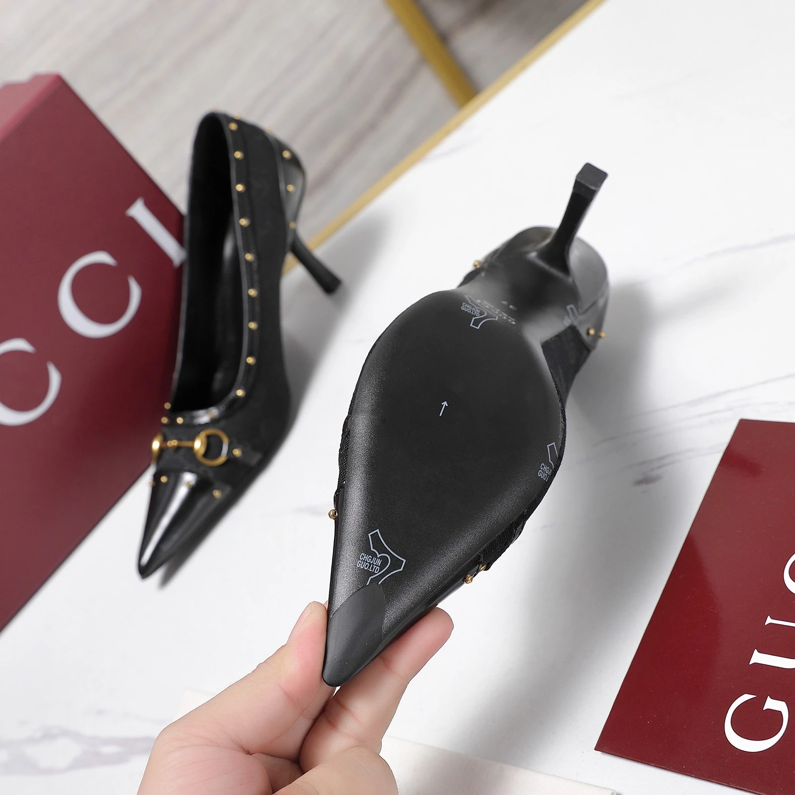 Gucci Horsebit and Stud High-Heeled Shoes