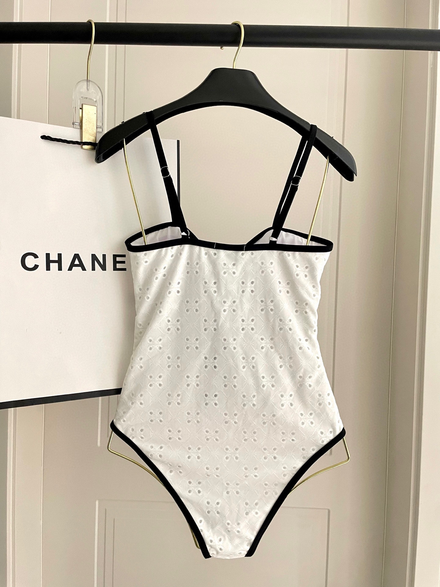 Chanel Hollow Out One-piece Swimsuit
