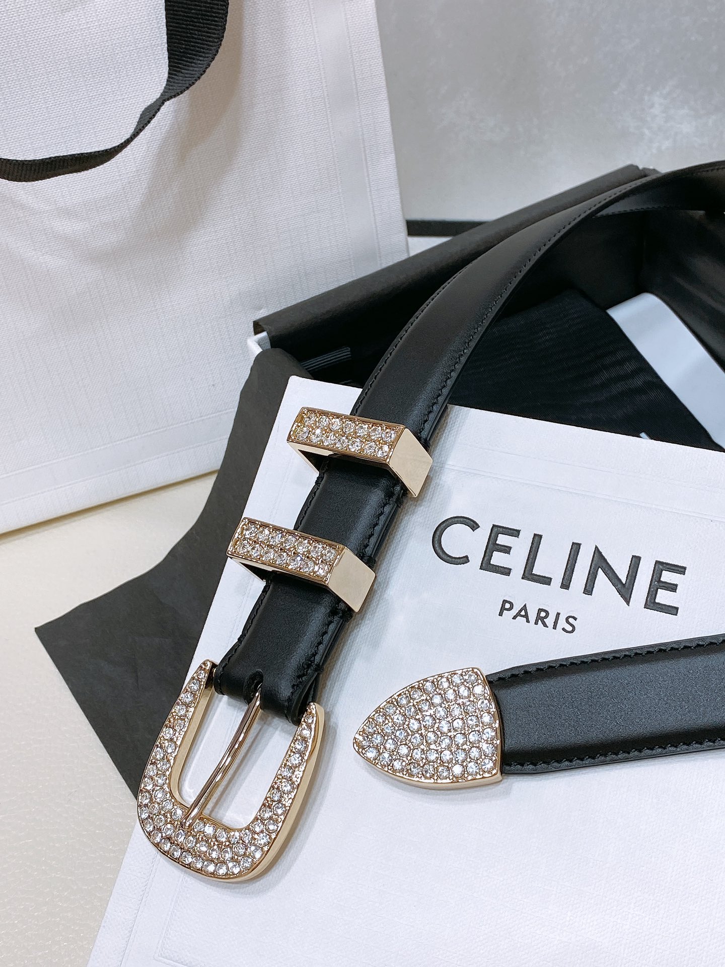 Celine MARCO Cow Leather Diamond Belt For Women