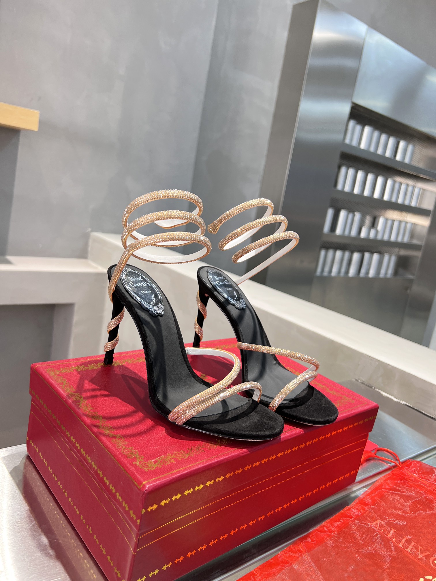 Rene Caovilla Crystal-embellished strappy high-heeled sandals