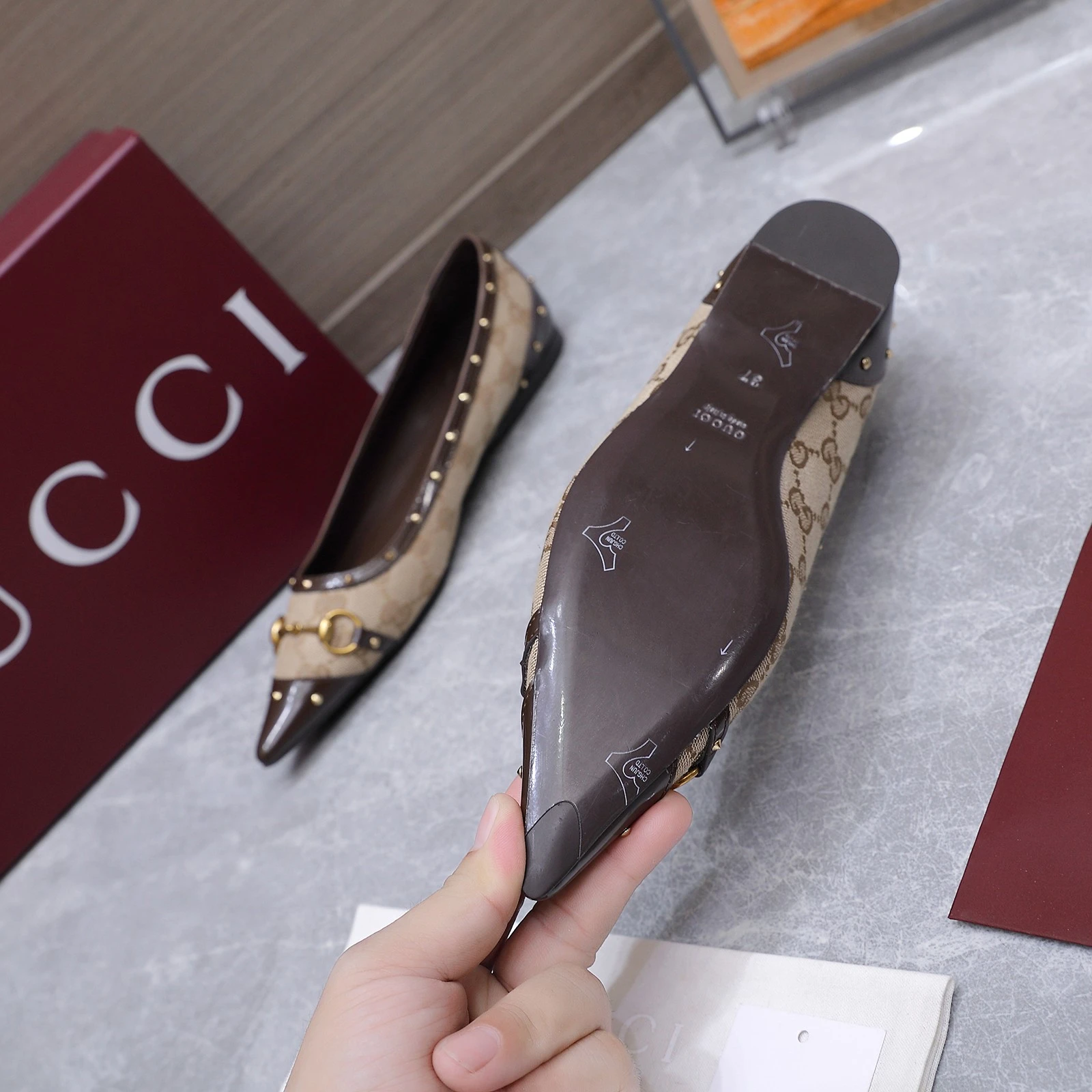 Gucci Spring/Summer 2026 New Studded Pointed-Toe Shoes