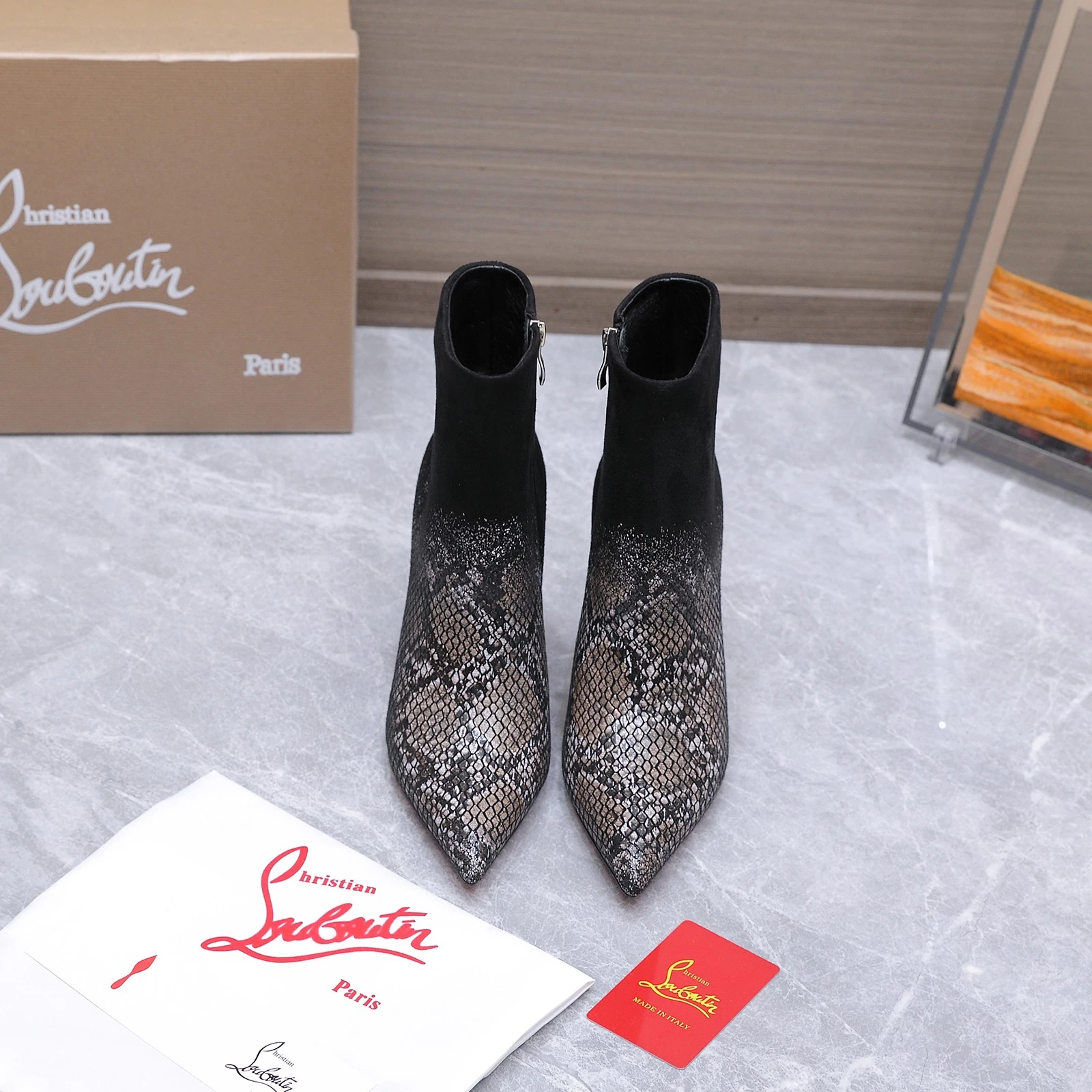 Christian Loubottin's High-Heeled Short Boots