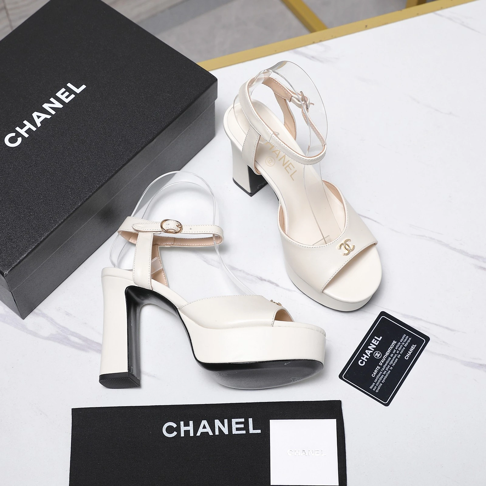 Chanel 26P Thick Heel Waterproof Platform Fish Mouth High Heel Sandals