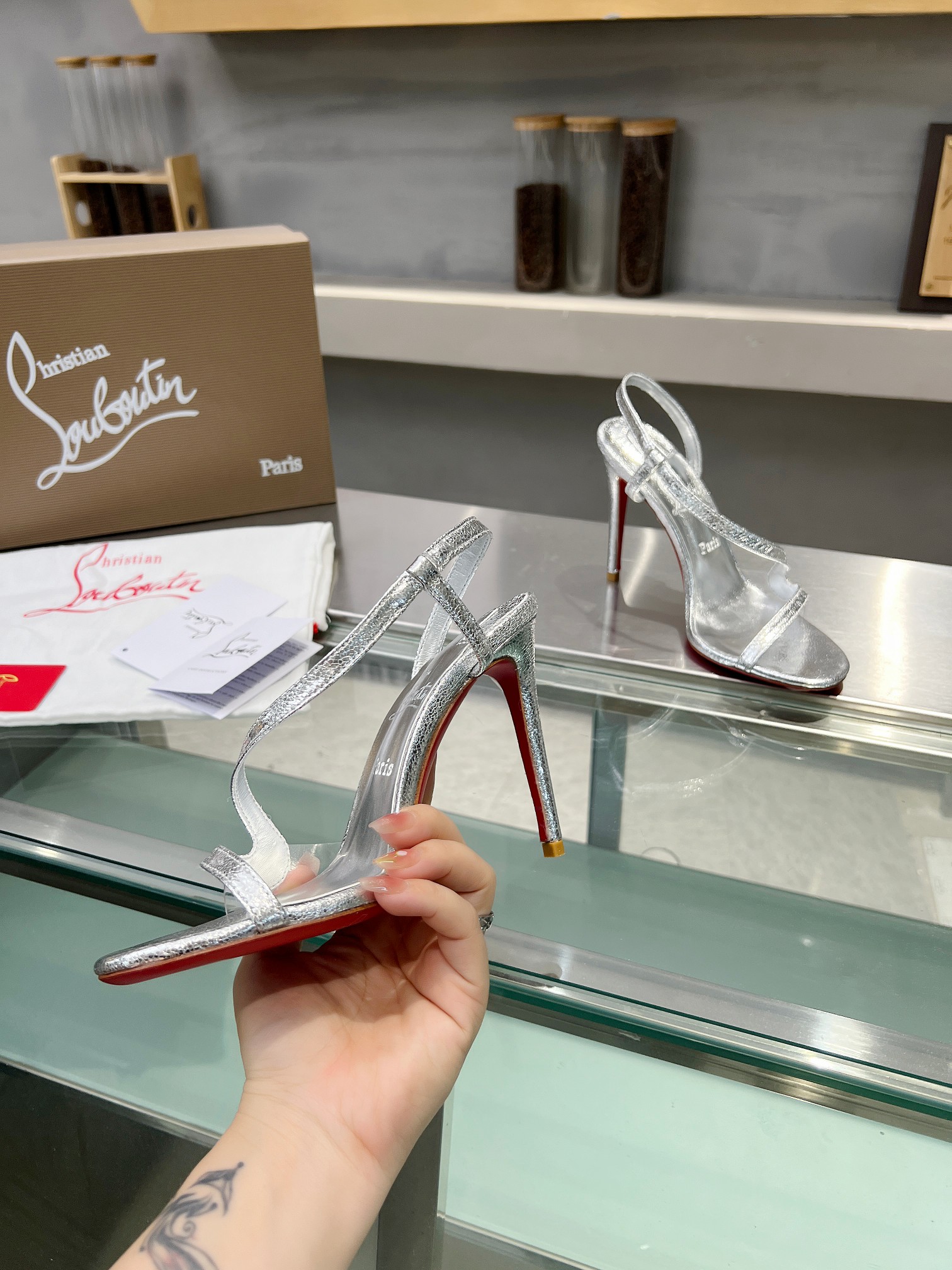 Christian Louboutin red-soled high-heeled sandals