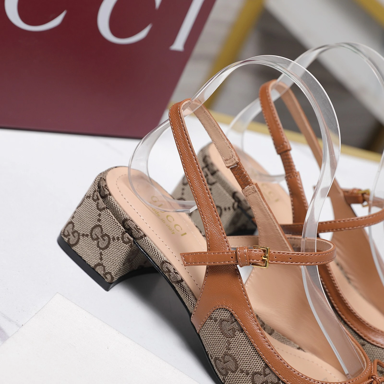 Gucci Double-G Embroidered Canvas Mary Jane Shoes