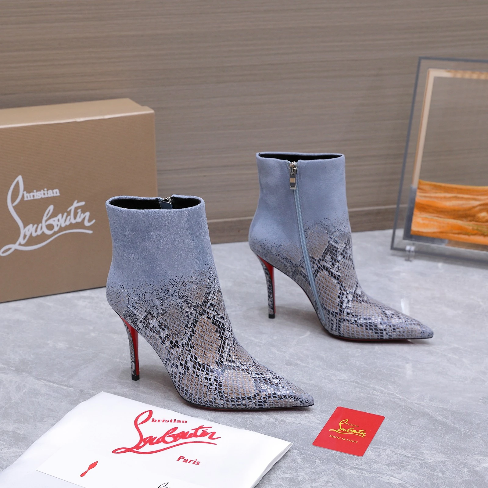 Christian Loubottin's High-Heeled Short Boots