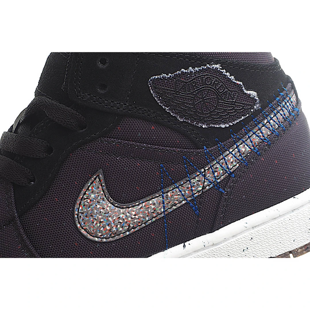 Air Jordan 1 MiD Mid-Top Basketball Shoes Ink Canvas Black