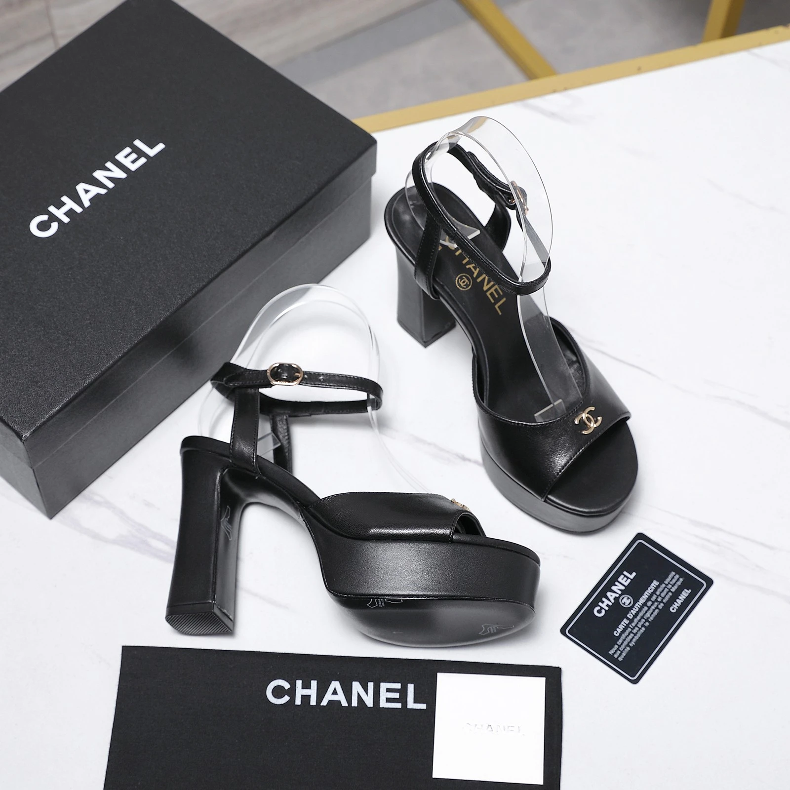 Chanel 26P Thick Heel Waterproof Platform Fish Mouth High Heel Sandals