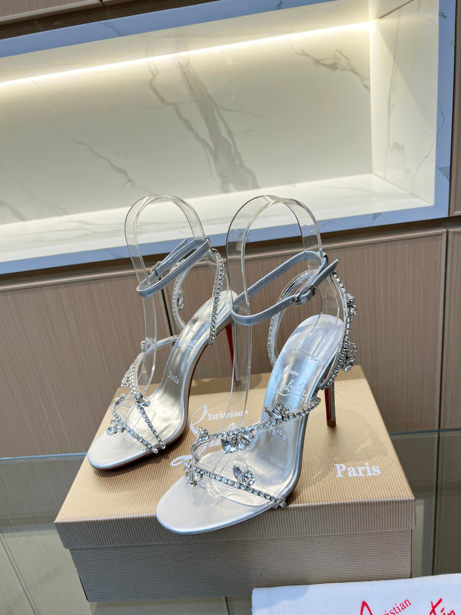 Christian Louboutin red-soled crystal-embellished high-heeled sandals
