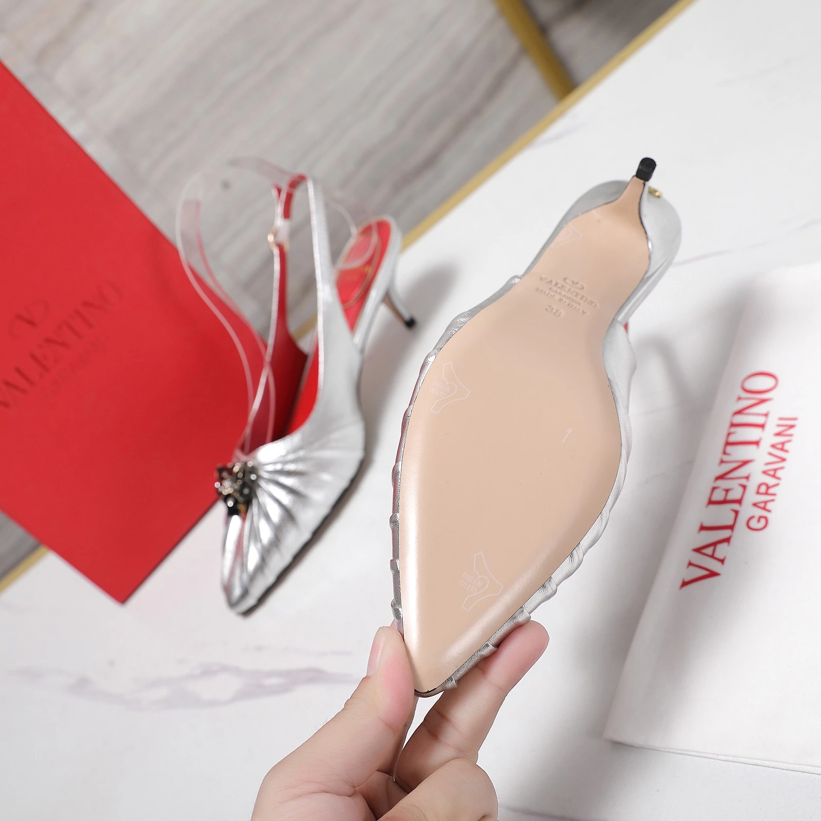 VALENTINO Pointed Folds Backless Sandals