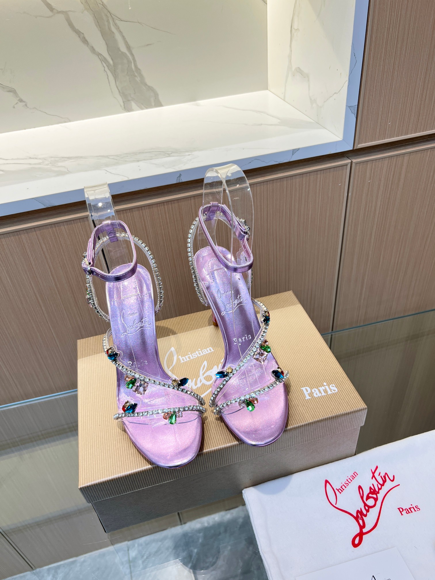 Christian Louboutin red-soled crystal-embellished high-heeled sandals