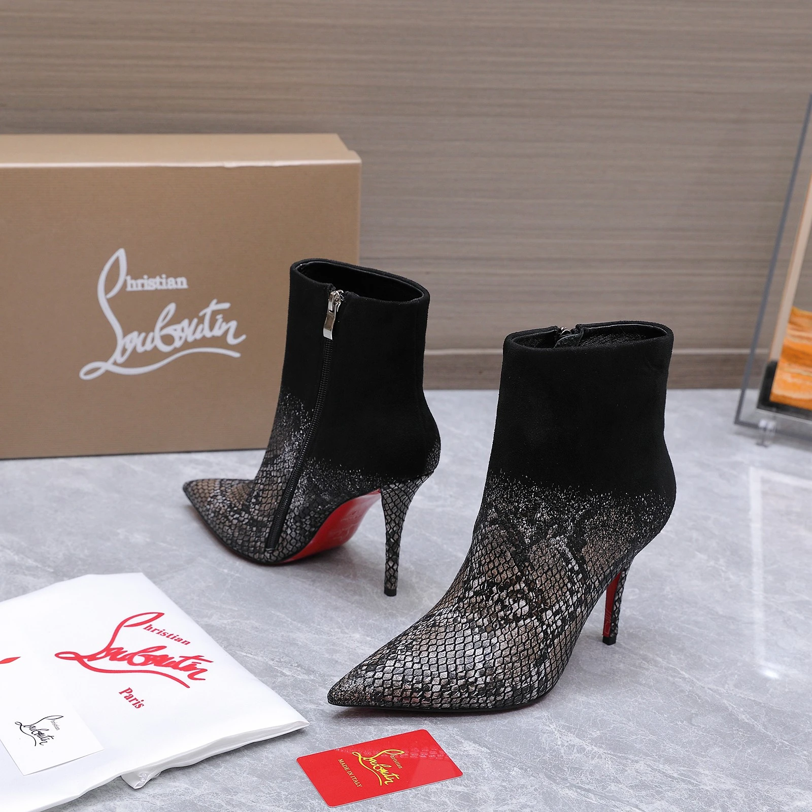 Christian Loubottin's High-Heeled Short Boots