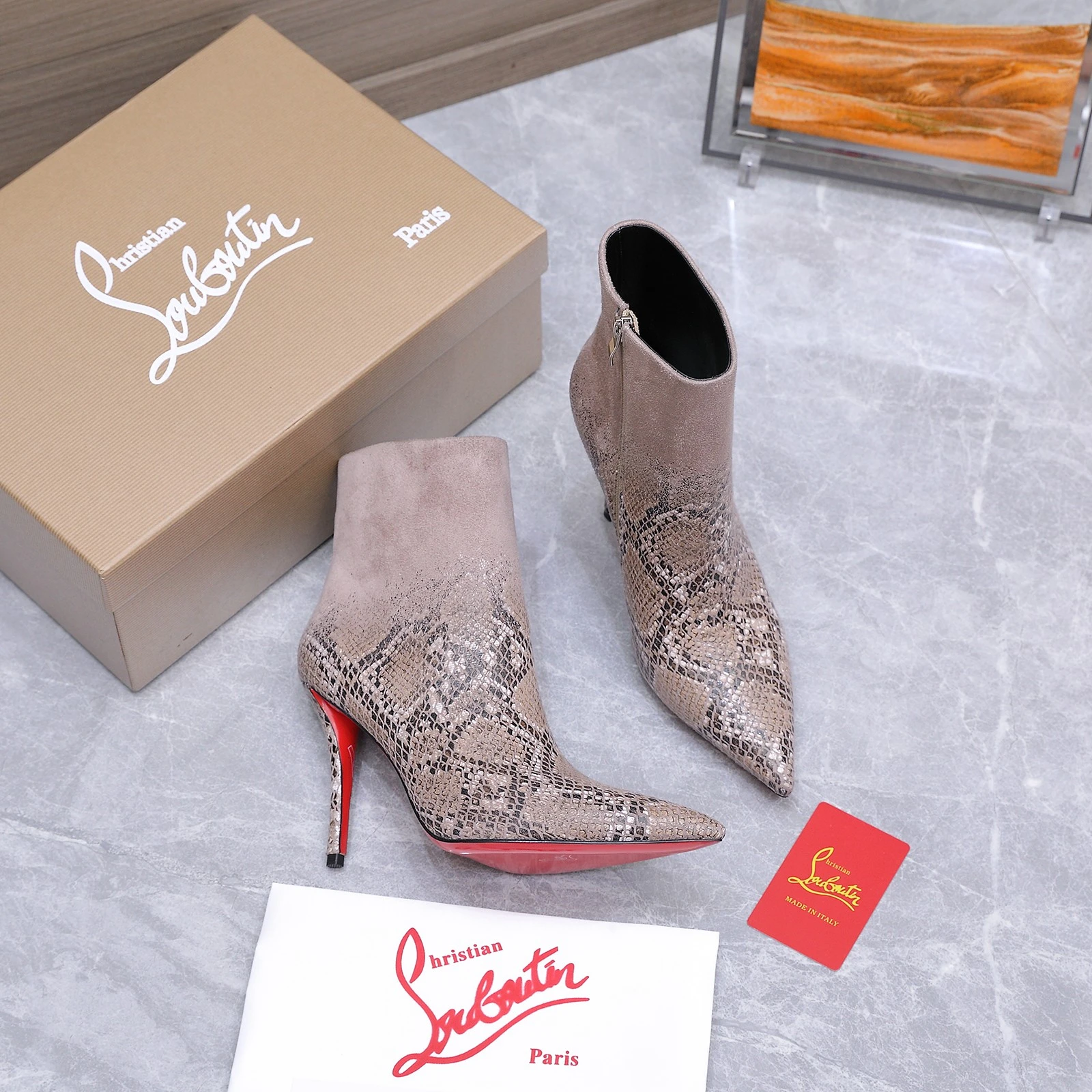 Christian Loubottin's High-Heeled Short Boots