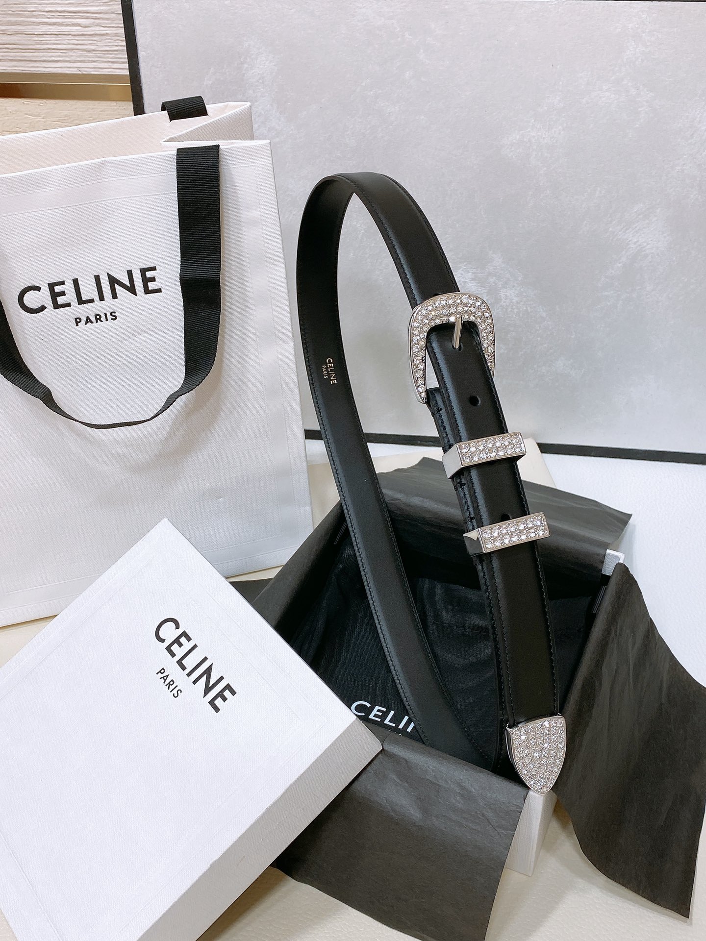 Celine MARCO Cow Leather Diamond Belt For Women