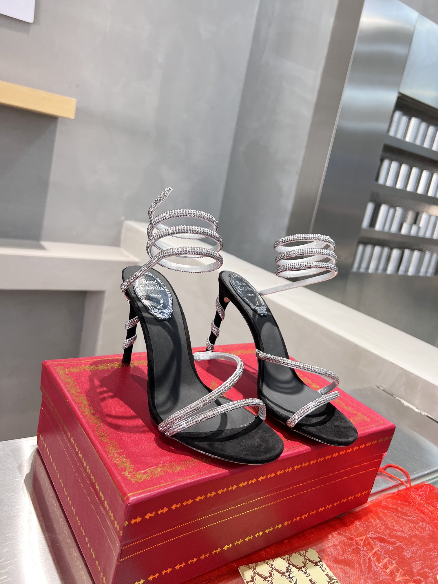 Rene Caovilla Crystal-embellished strappy high-heeled sandals