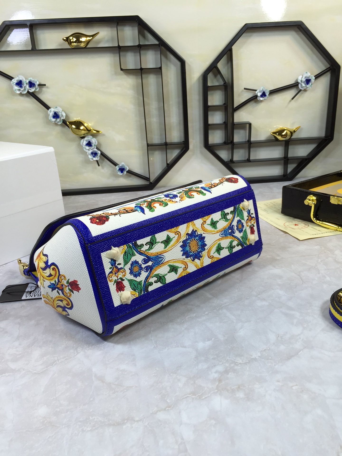 Dolce & Gabbana Blue And White Porcelain Handle Bag