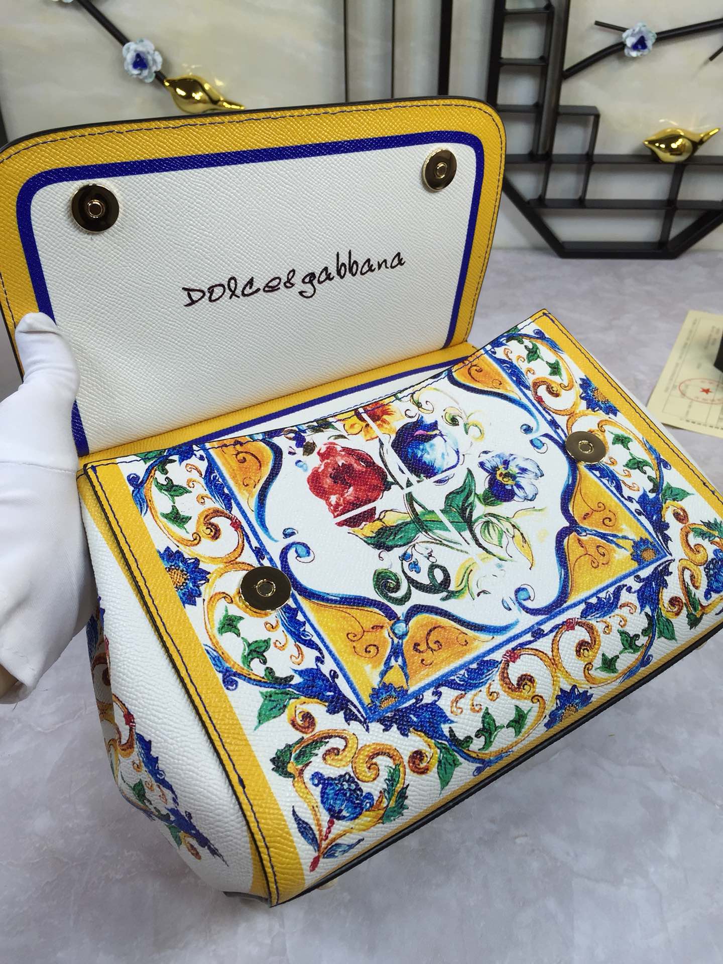 Dolce & Gabbana Blue And White Porcelain Handle Bag