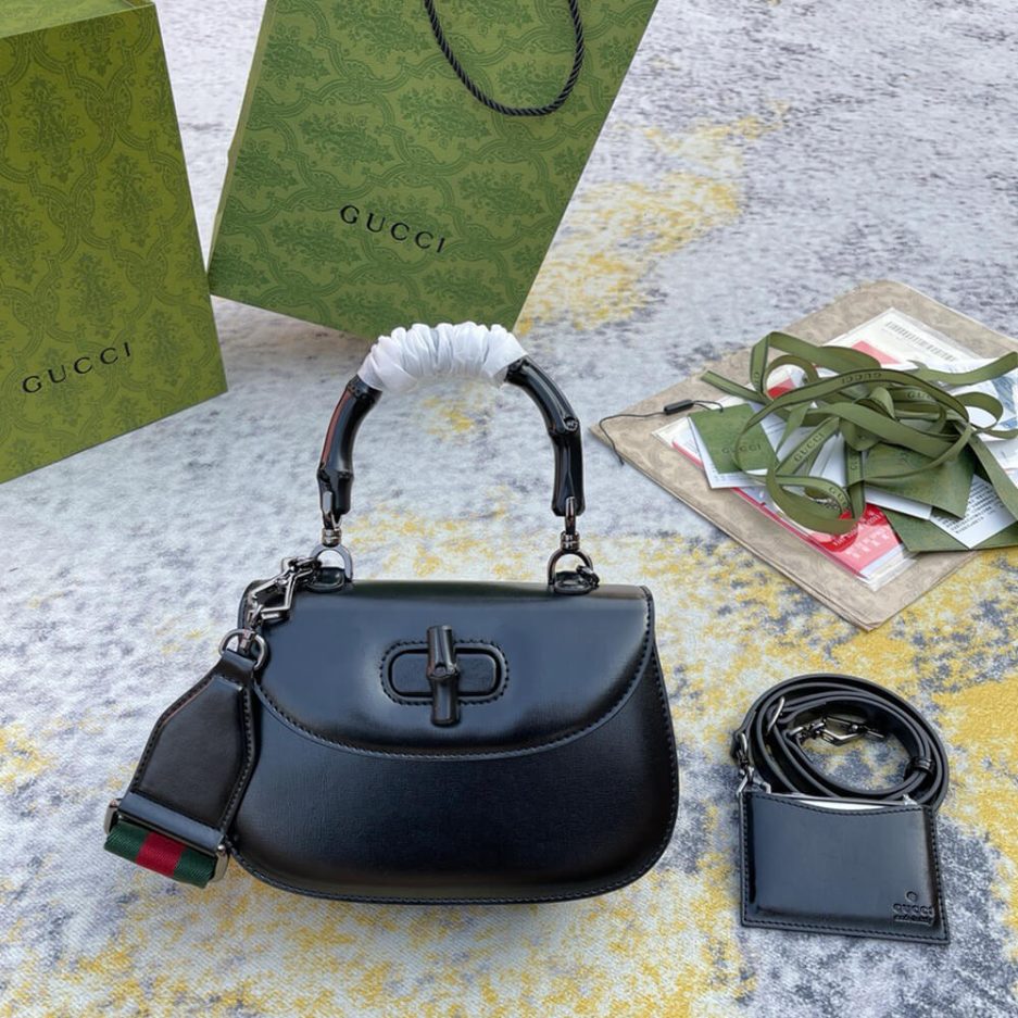 GUCCI BAMBOO 1947 JUMBO GG SMALL TOP HANDLE BAG