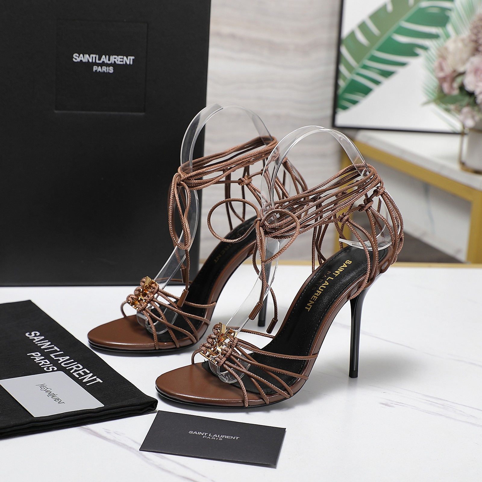 YSL high-heeled strappy sandals