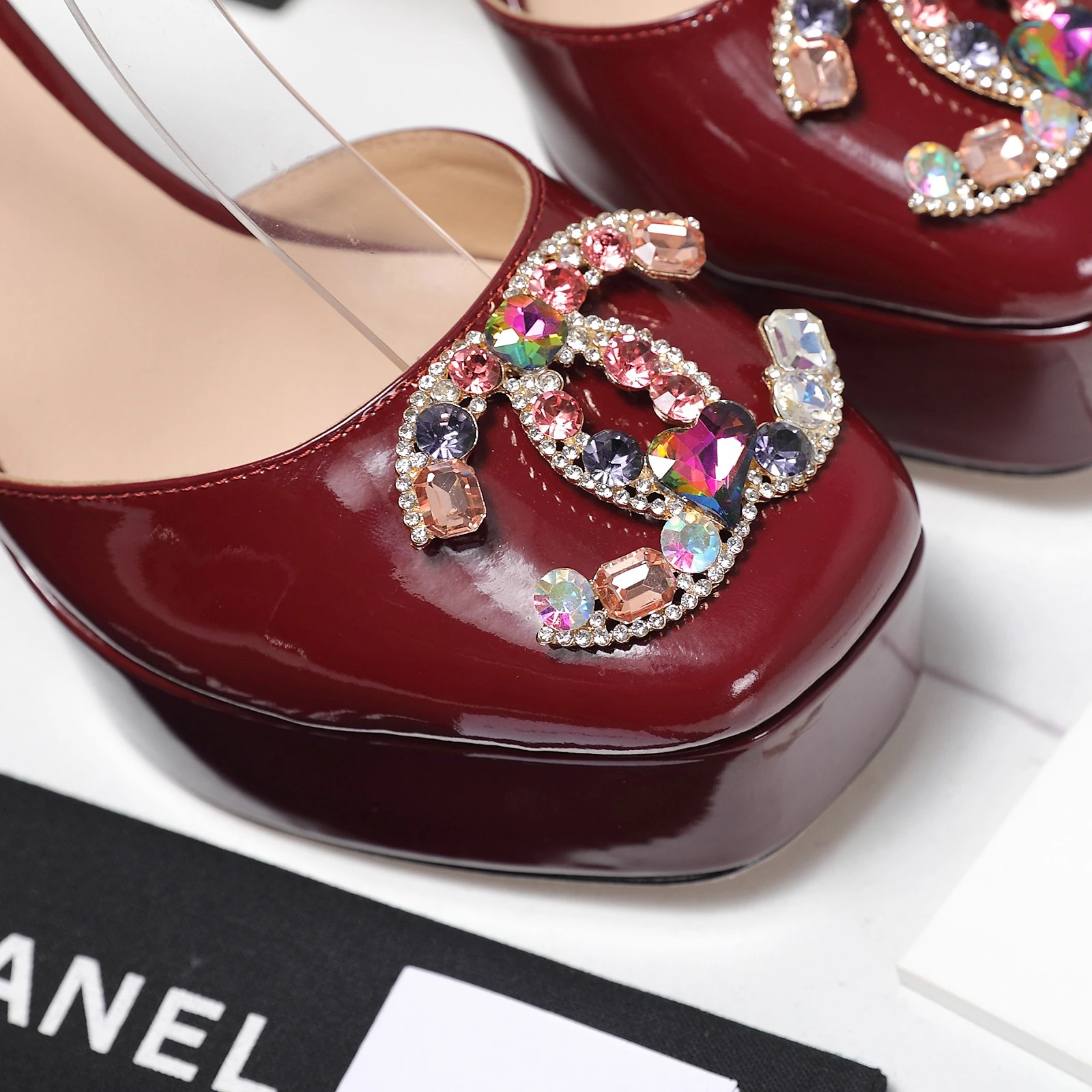 CHANEL Classic Diamond Heel+Double C Diamond Button Sandals