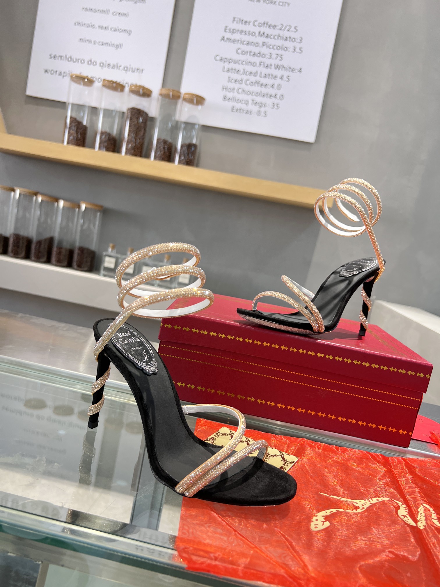 Rene Caovilla Crystal-embellished strappy high-heeled sandals