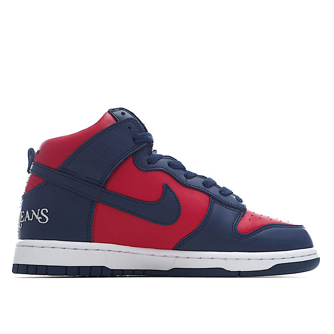 Supreme x Nike SB Dunk High "By Any Means" Red and Blue Sneakers