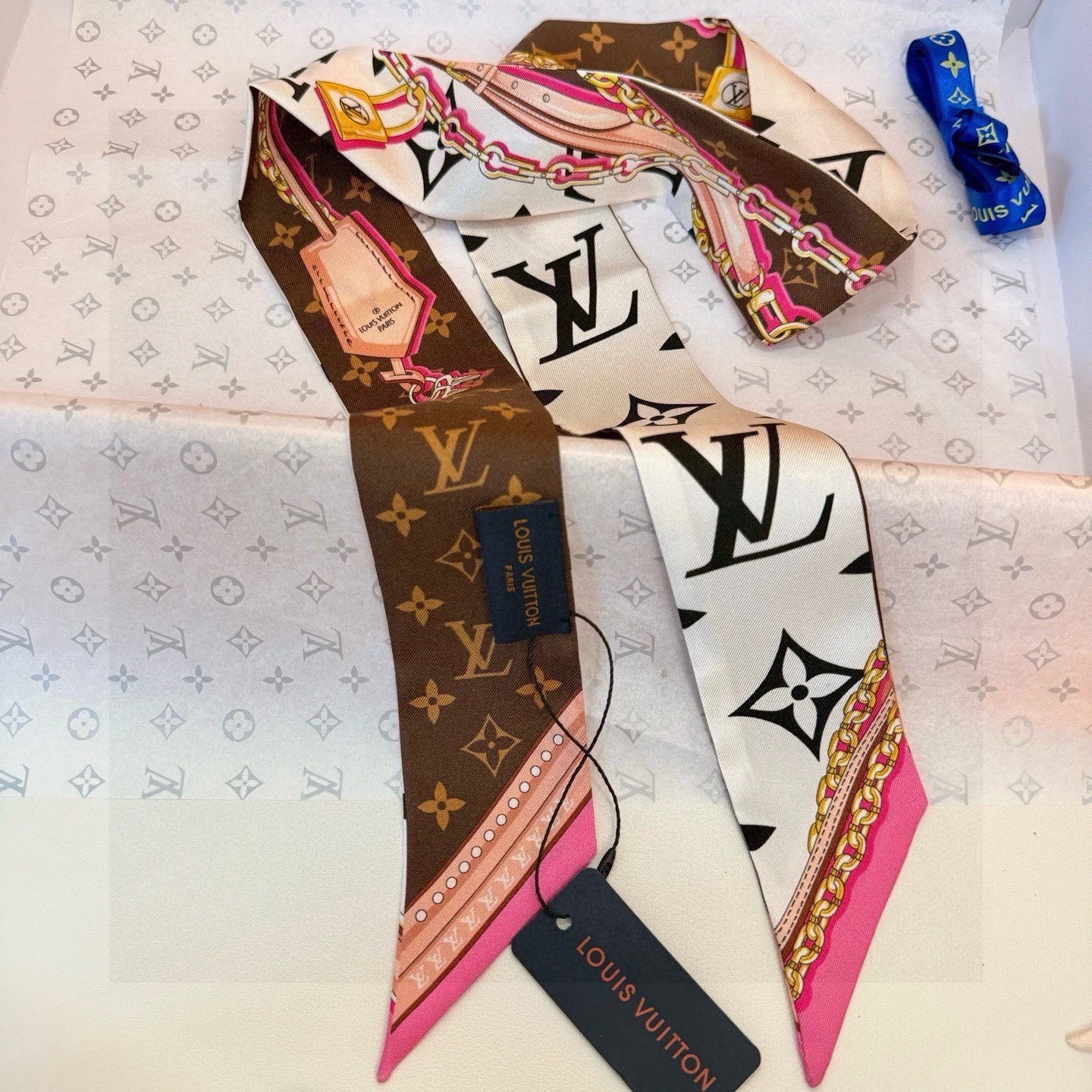 Monogram BB Hair Tie with Streamers