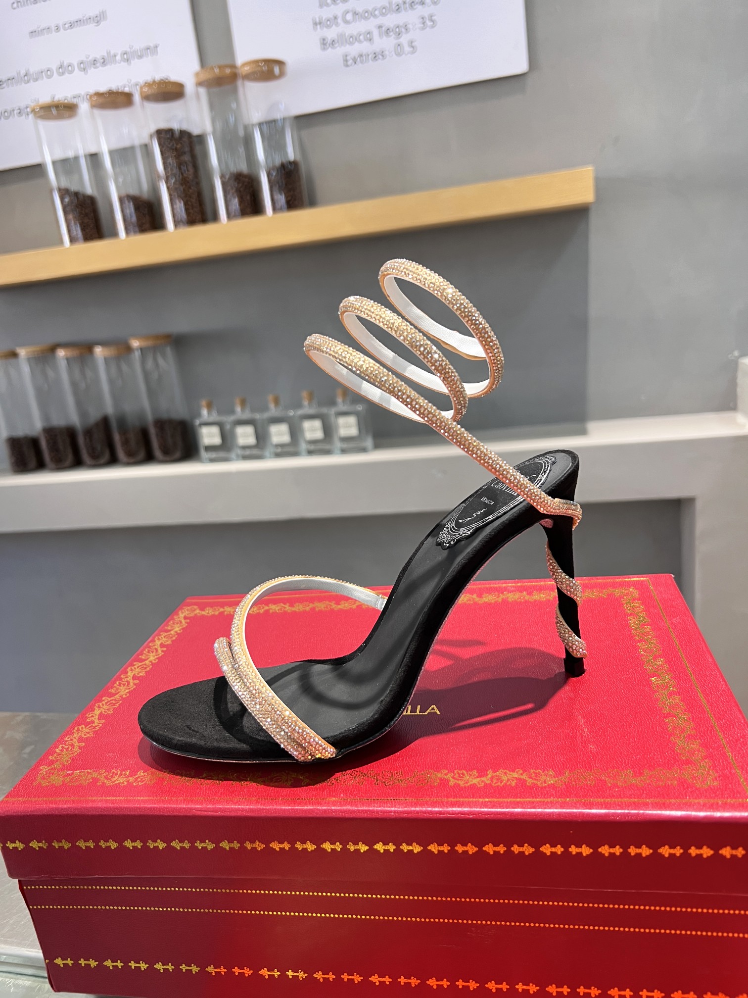 Rene Caovilla Crystal-embellished strappy high-heeled sandals