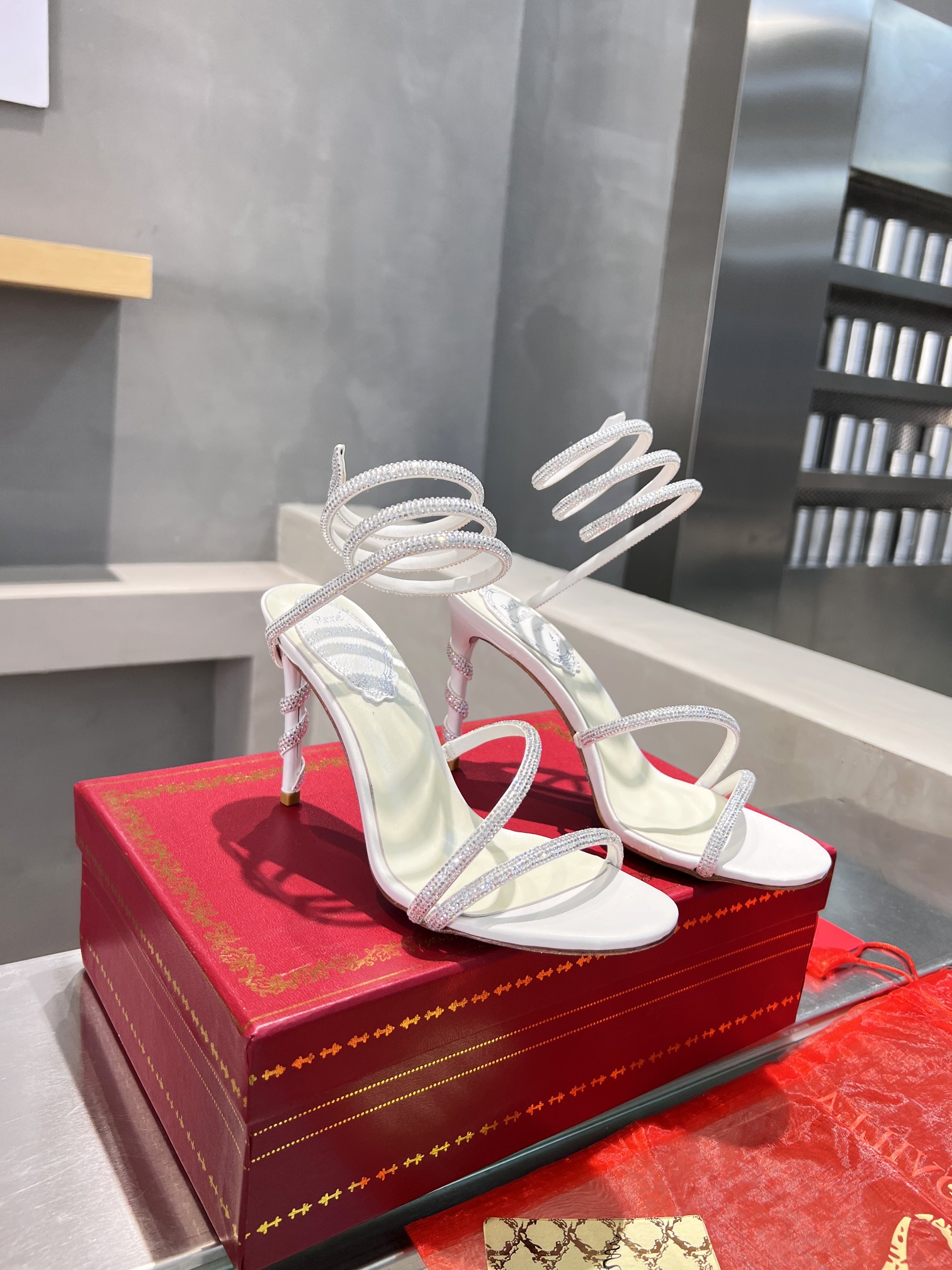 Rene Caovilla Crystal-embellished strappy high-heeled sandals
