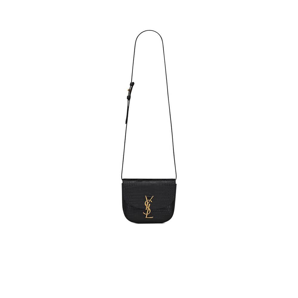 KAIA SMALL SATCHEL IN SHINY CROCODILE-EMBOSSED LEATHER