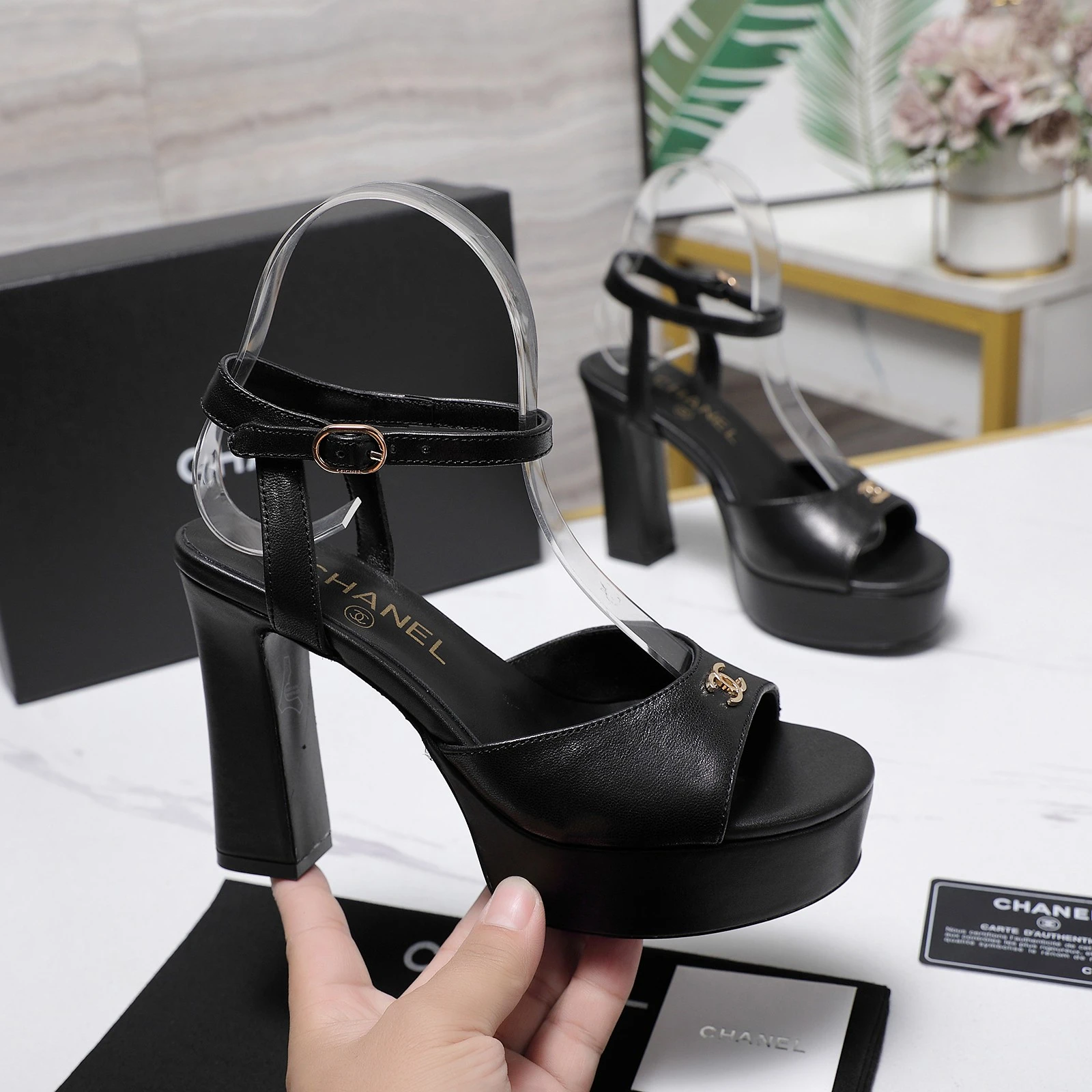 Chanel 26P Thick Heel Waterproof Platform Fish Mouth High Heel Sandals
