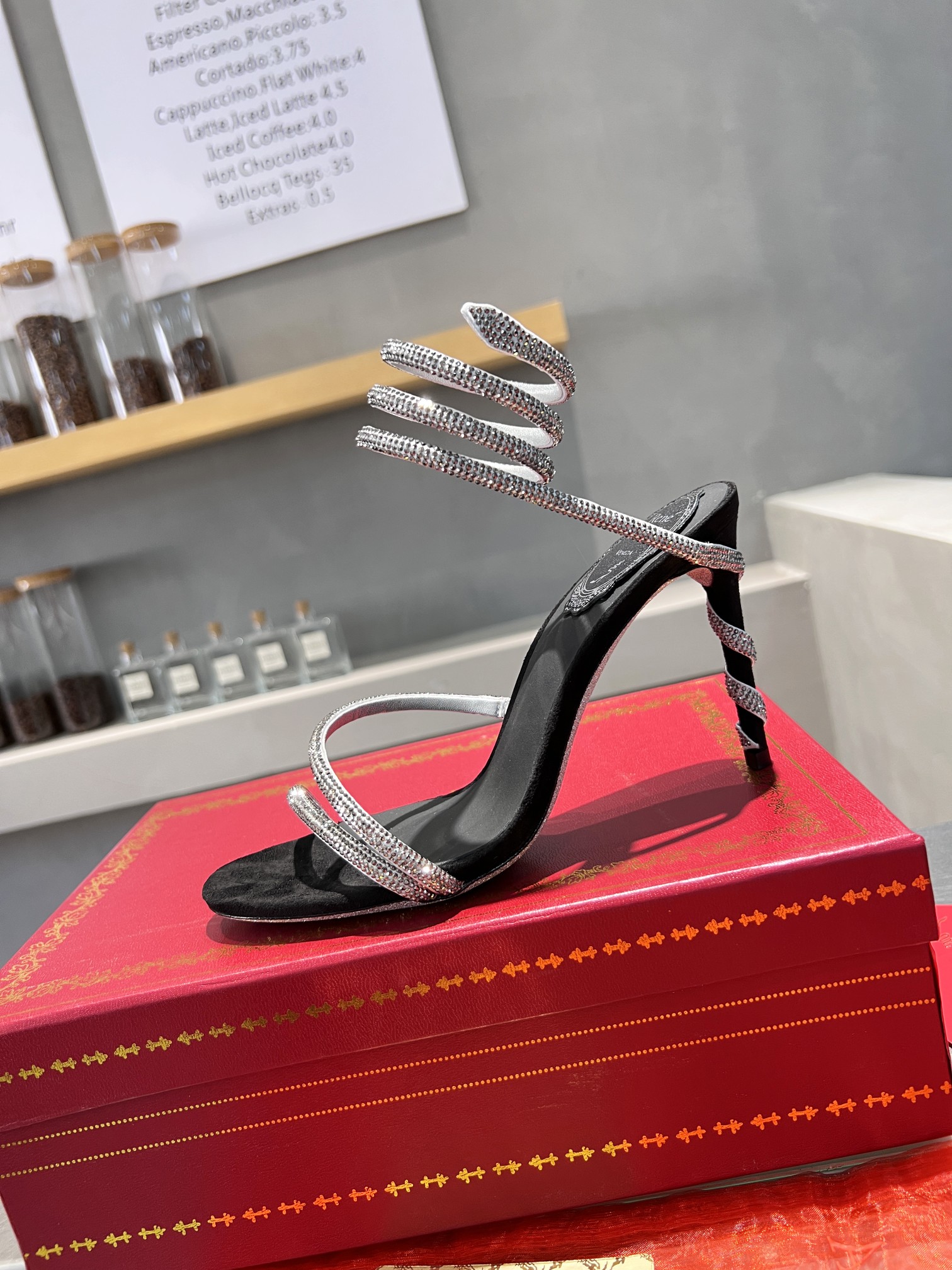 Rene Caovilla Crystal-embellished strappy high-heeled sandals