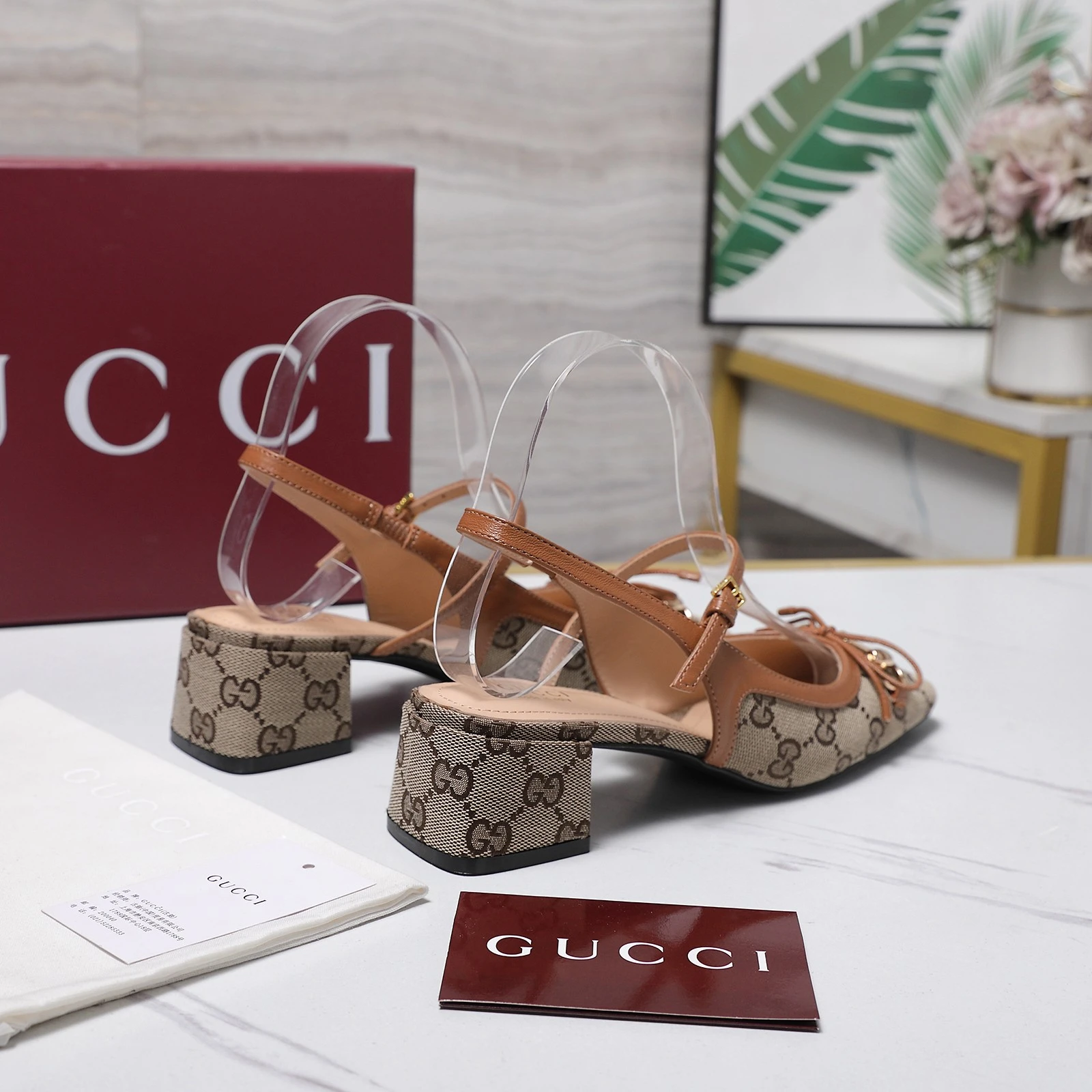 Gucci Double-G Embroidered Canvas Mary Jane Shoes