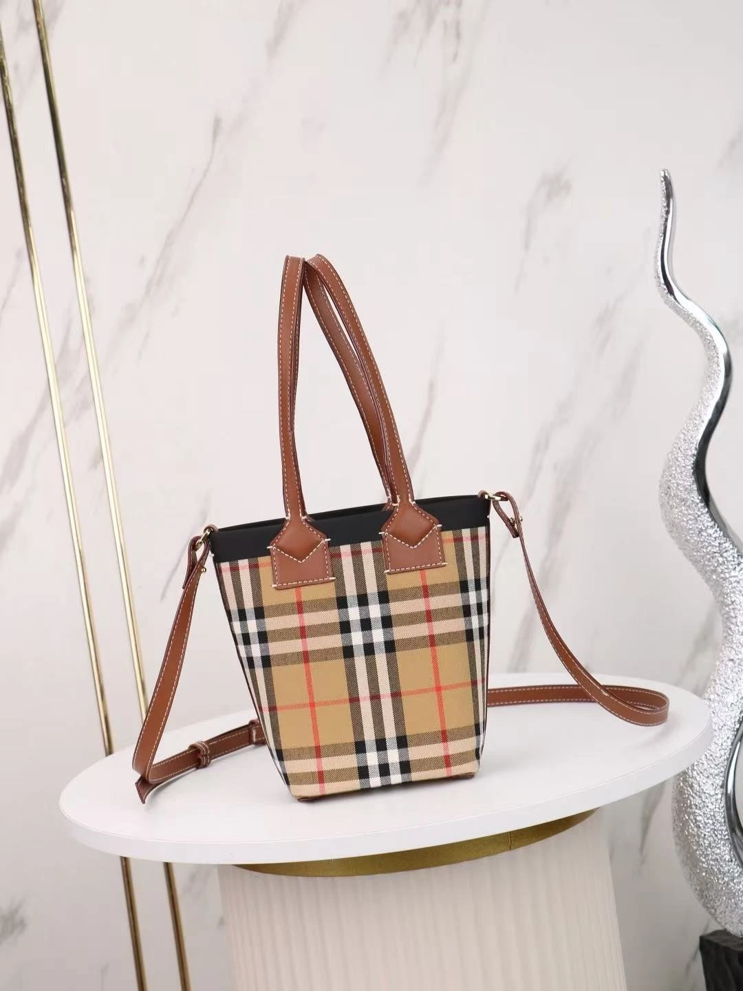 Burberry Cabbage Check Bucket Bag