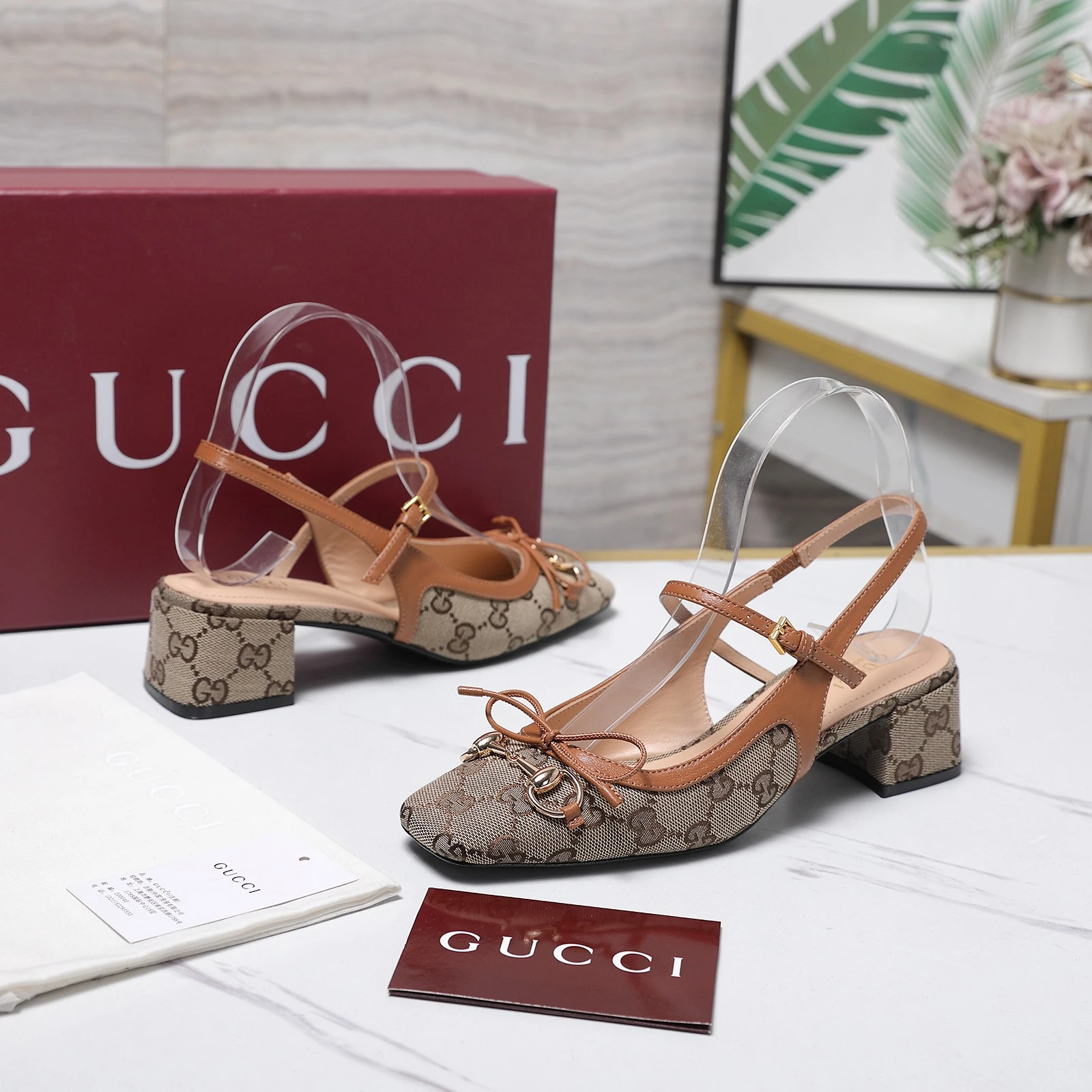 Gucci Double-G Embroidered Canvas Mary Jane Shoes