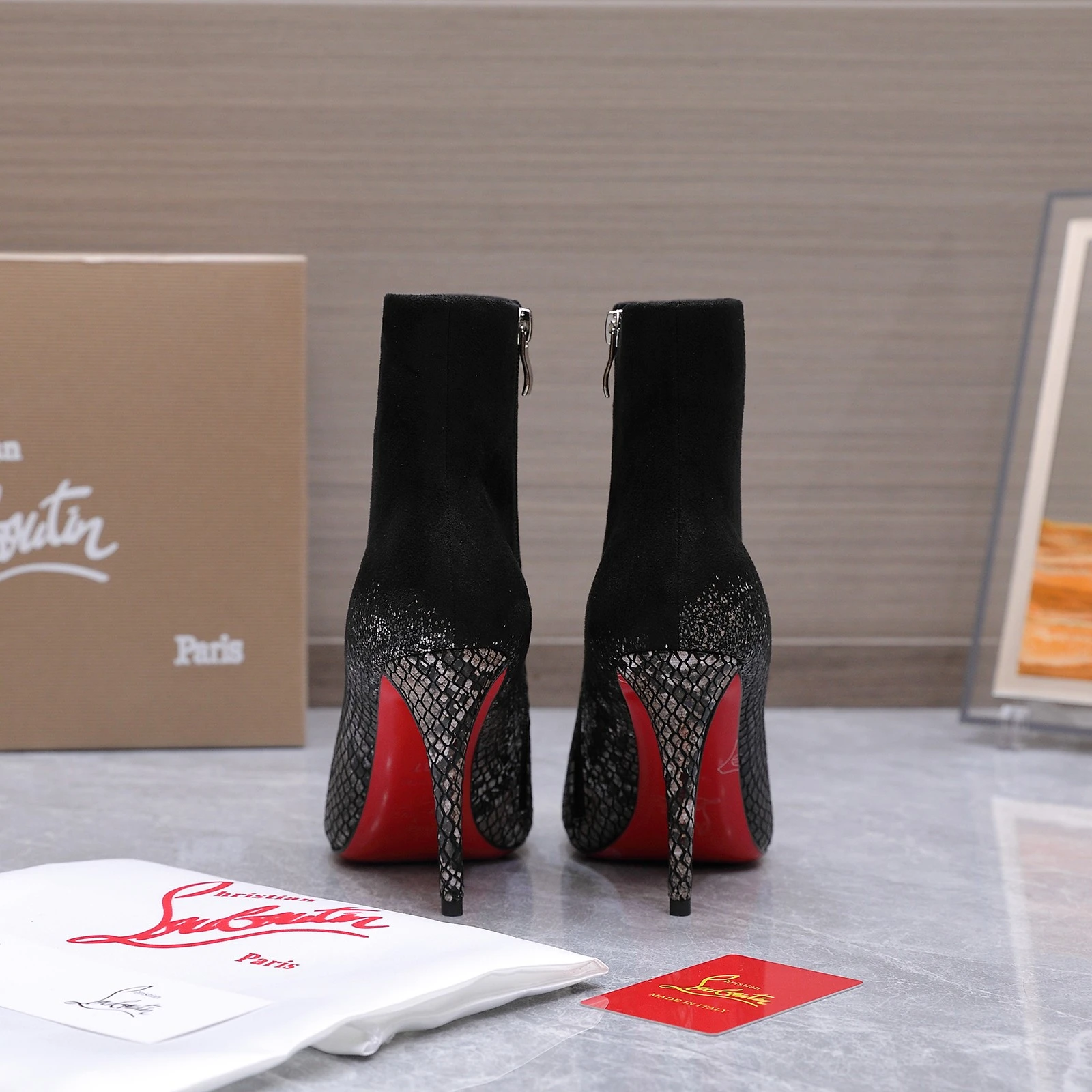 Christian Loubottin's High-Heeled Short Boots