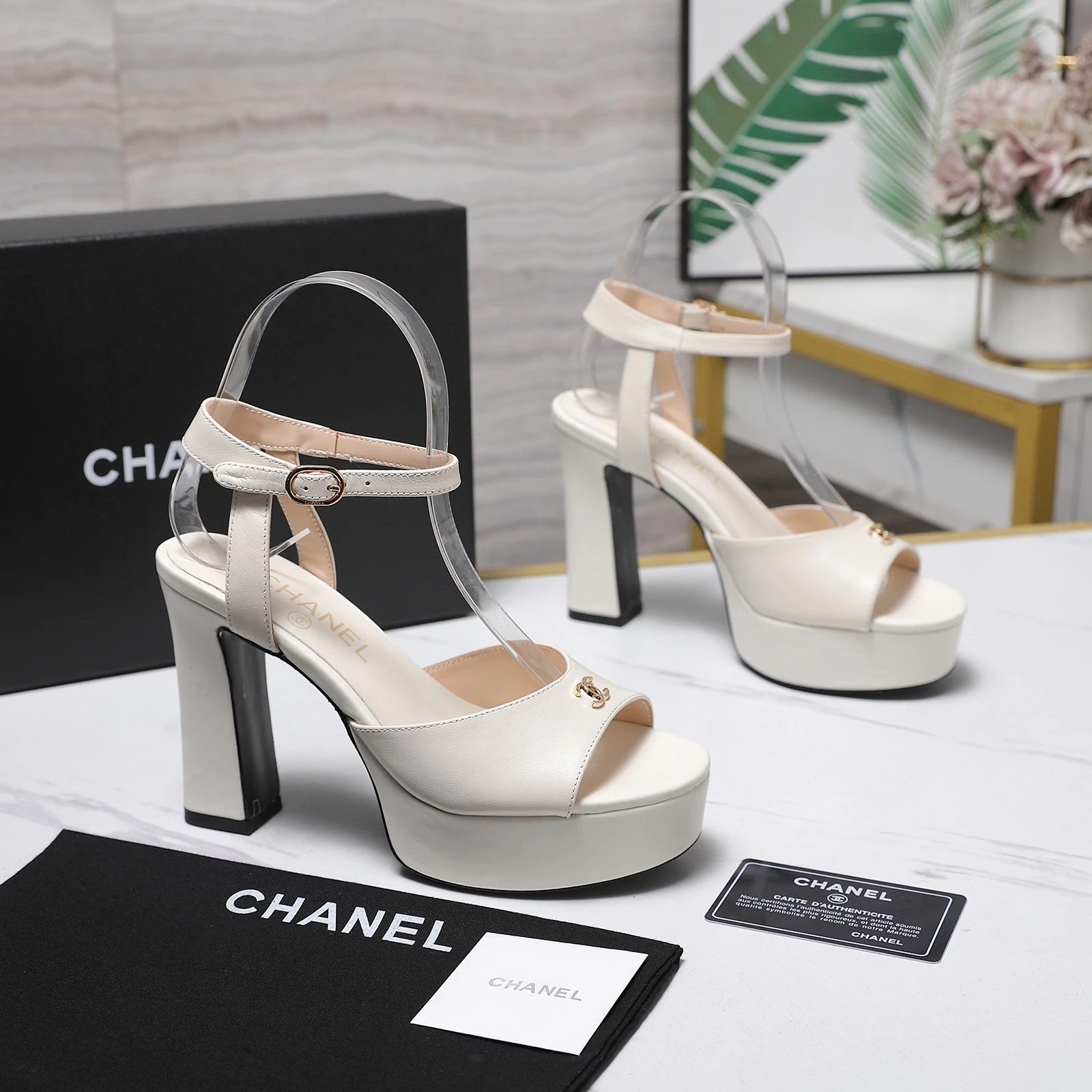 Chanel 26P Thick Heel Waterproof Platform Fish Mouth High Heel Sandals