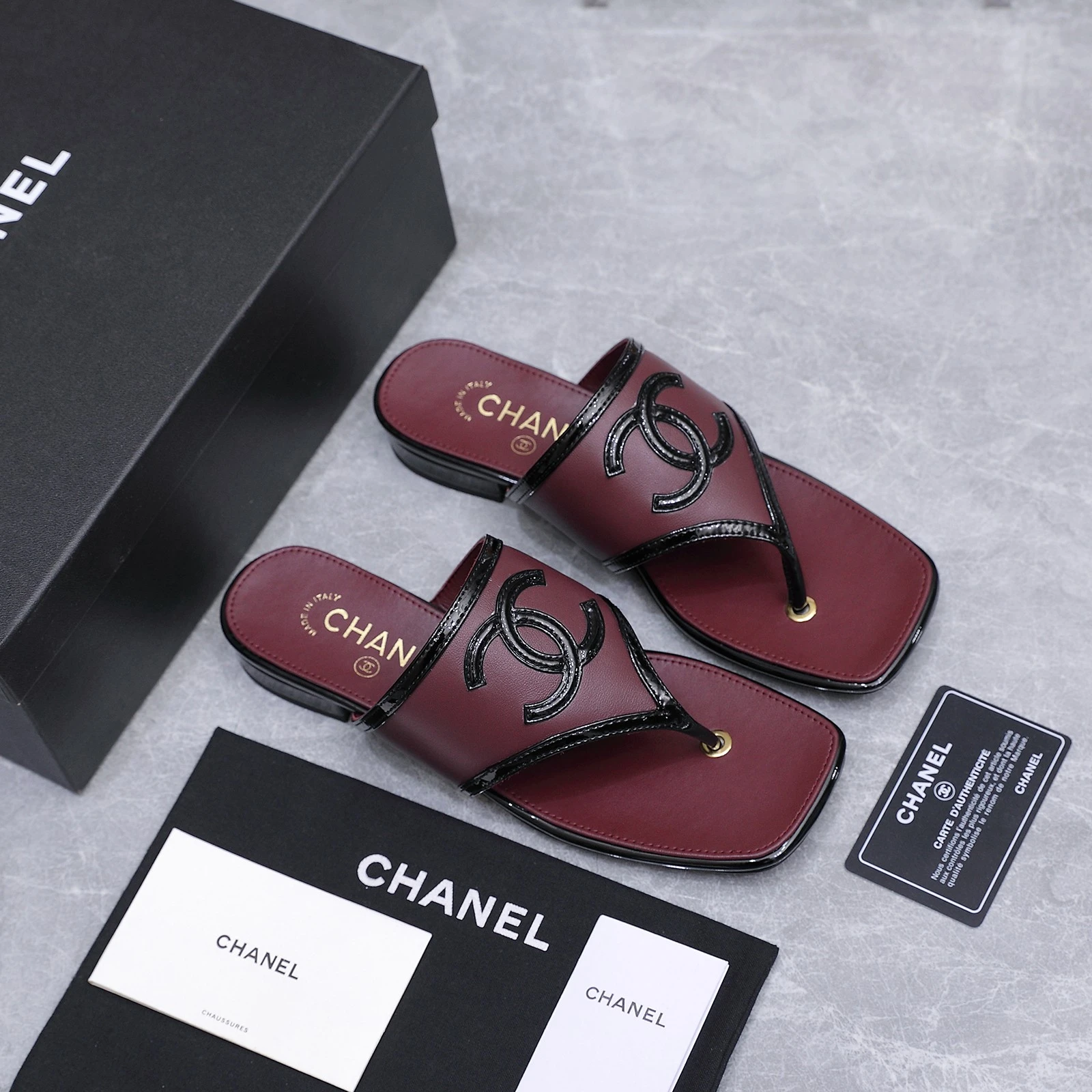 Chanel 26s Summer New Square-Toe Color-Block Double C Sandals Slippers