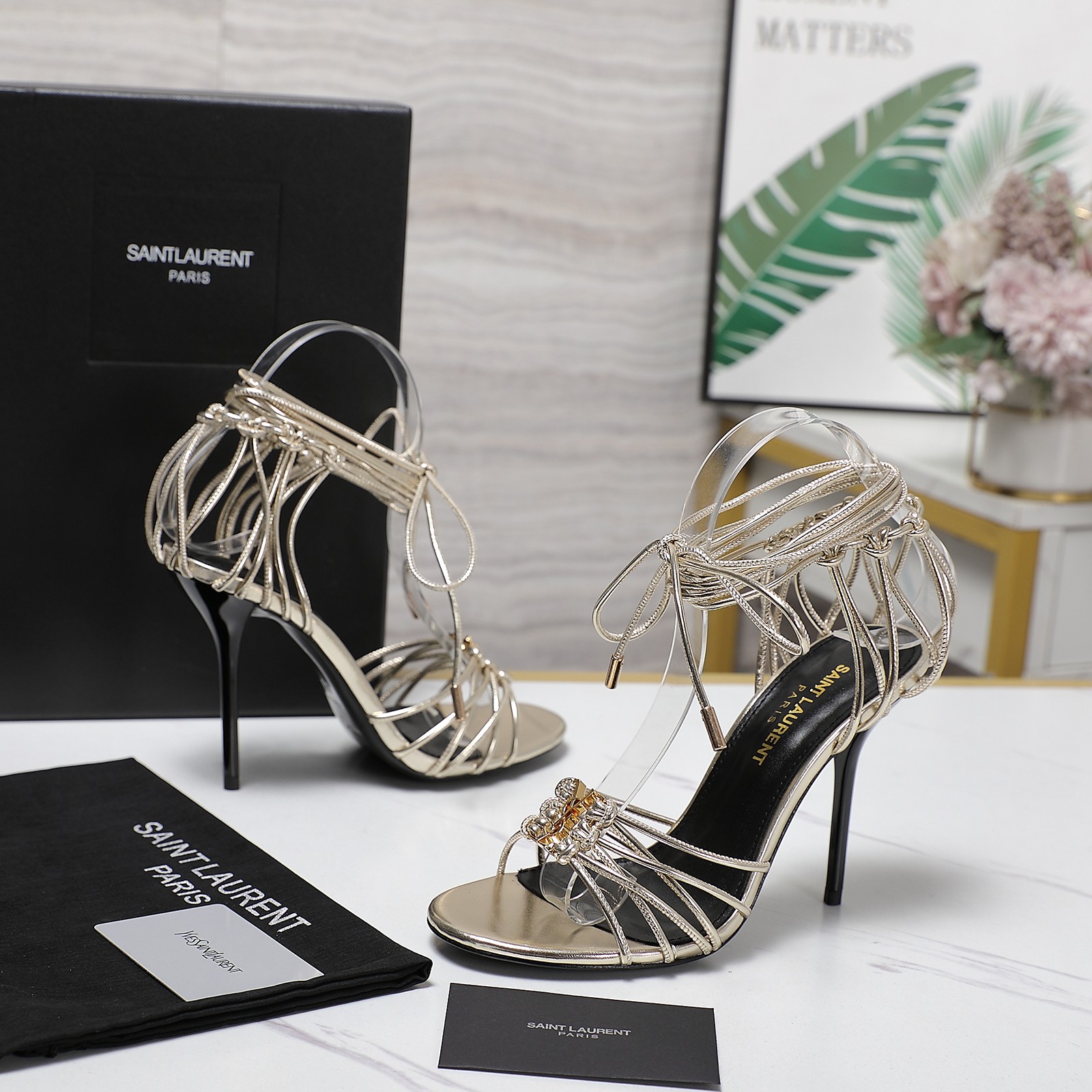 YSL high-heeled strappy sandals