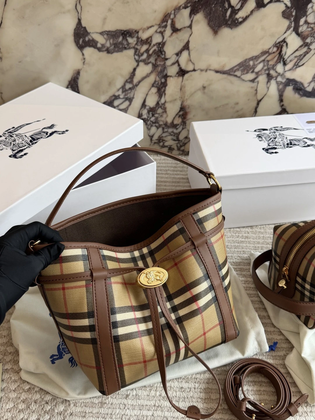 Burberry Check Bucket Bag
