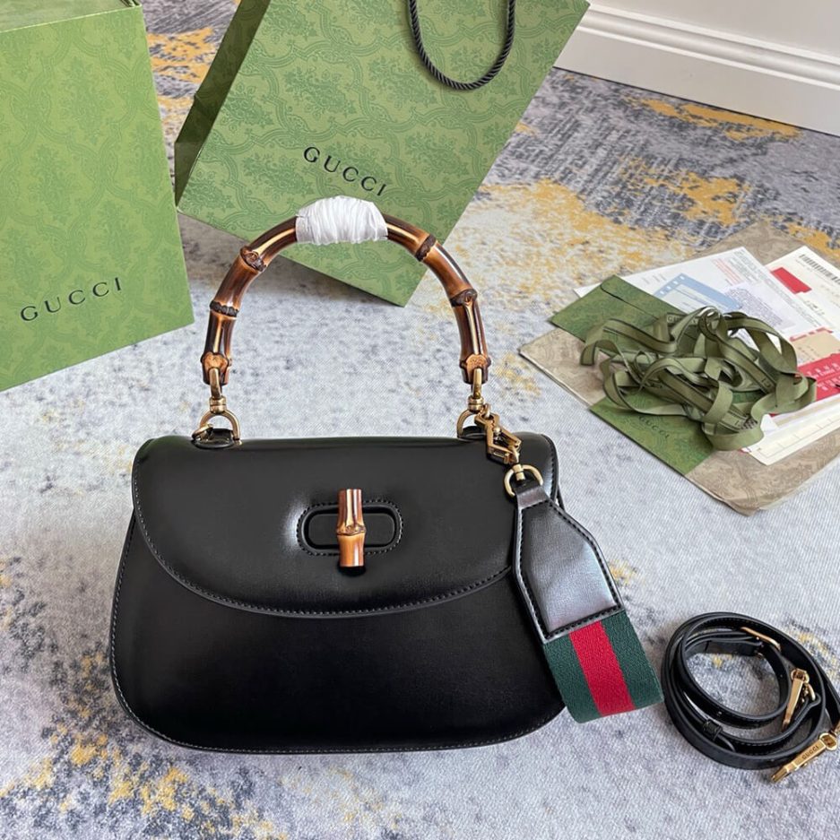 GUCCI BAMBOO 1947 JUMBO GG SMALL TOP HANDLE BAG