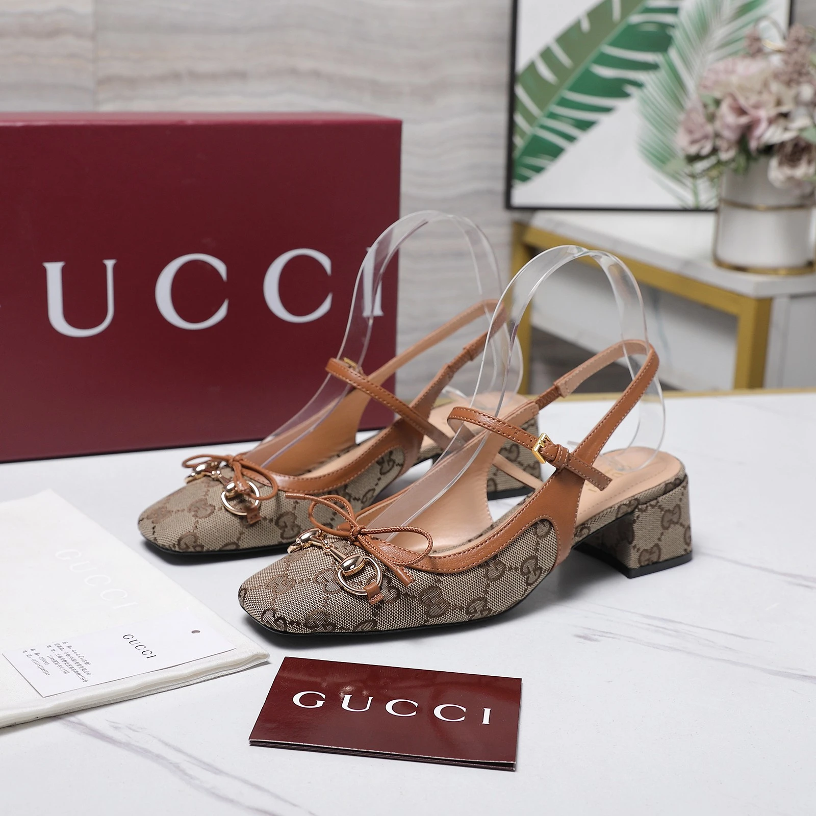 Gucci Double-G Embroidered Canvas Mary Jane Shoes