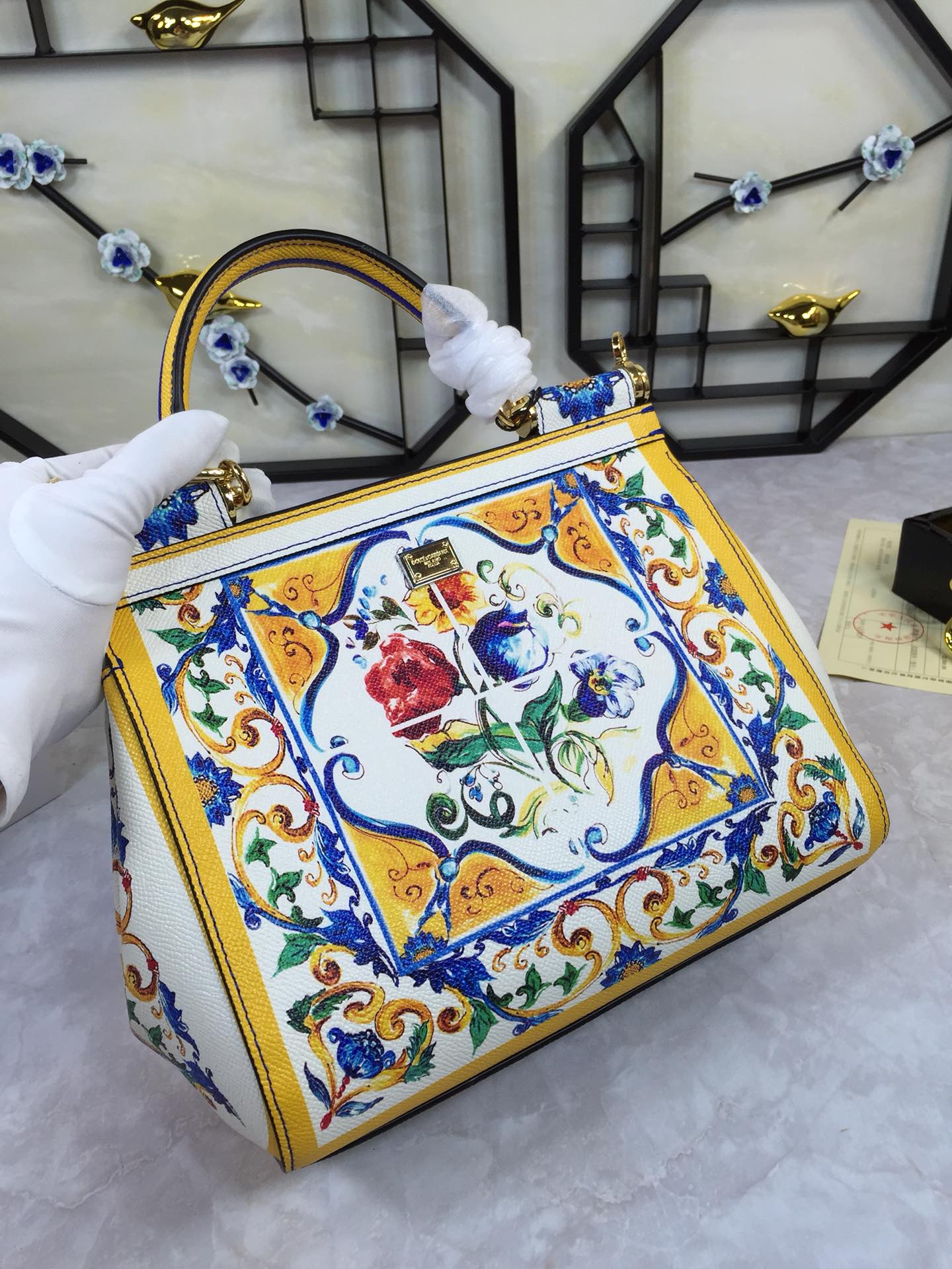 Dolce & Gabbana Blue And White Porcelain Handle Bag