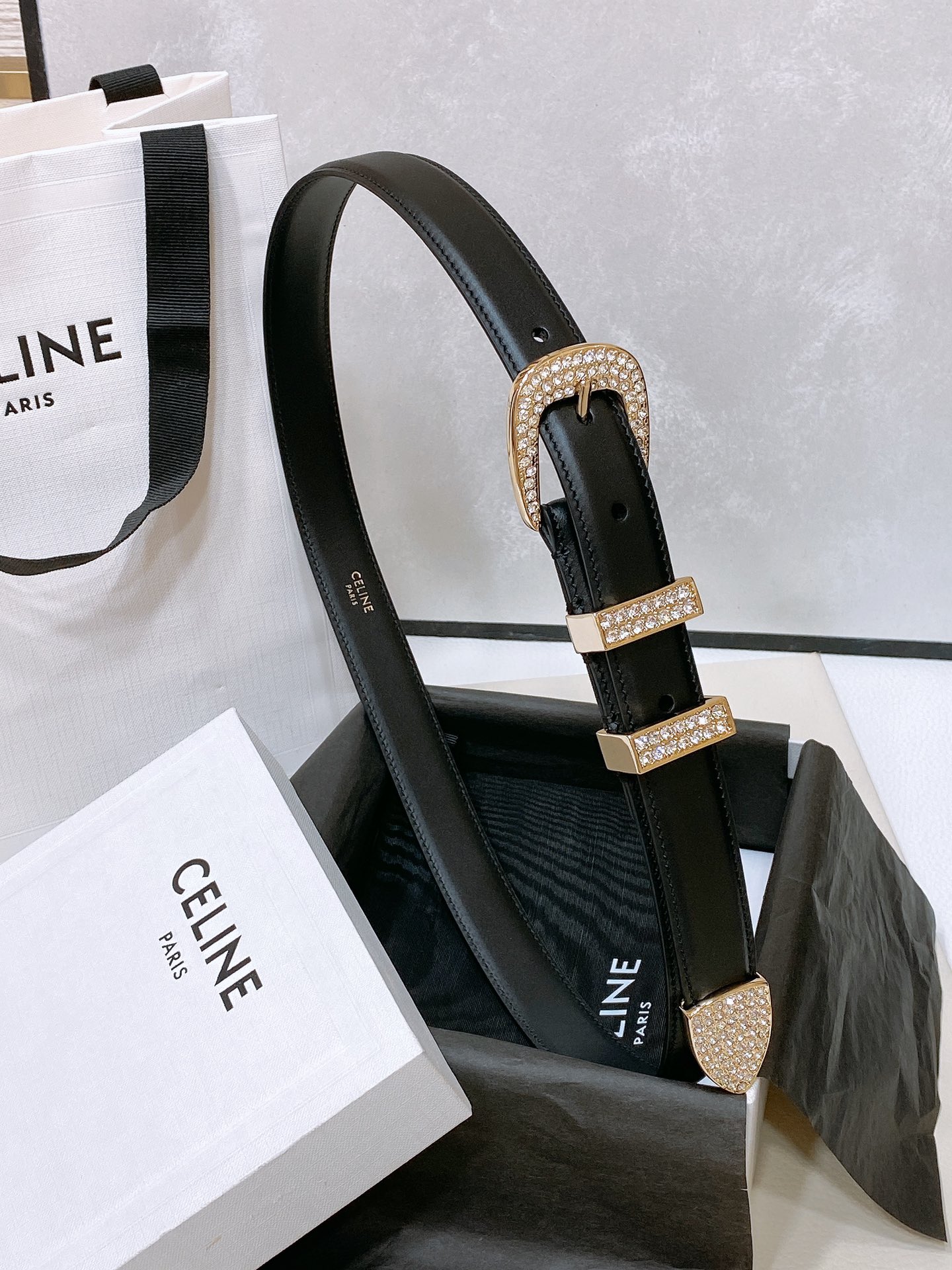 Celine MARCO Cow Leather Diamond Belt For Women