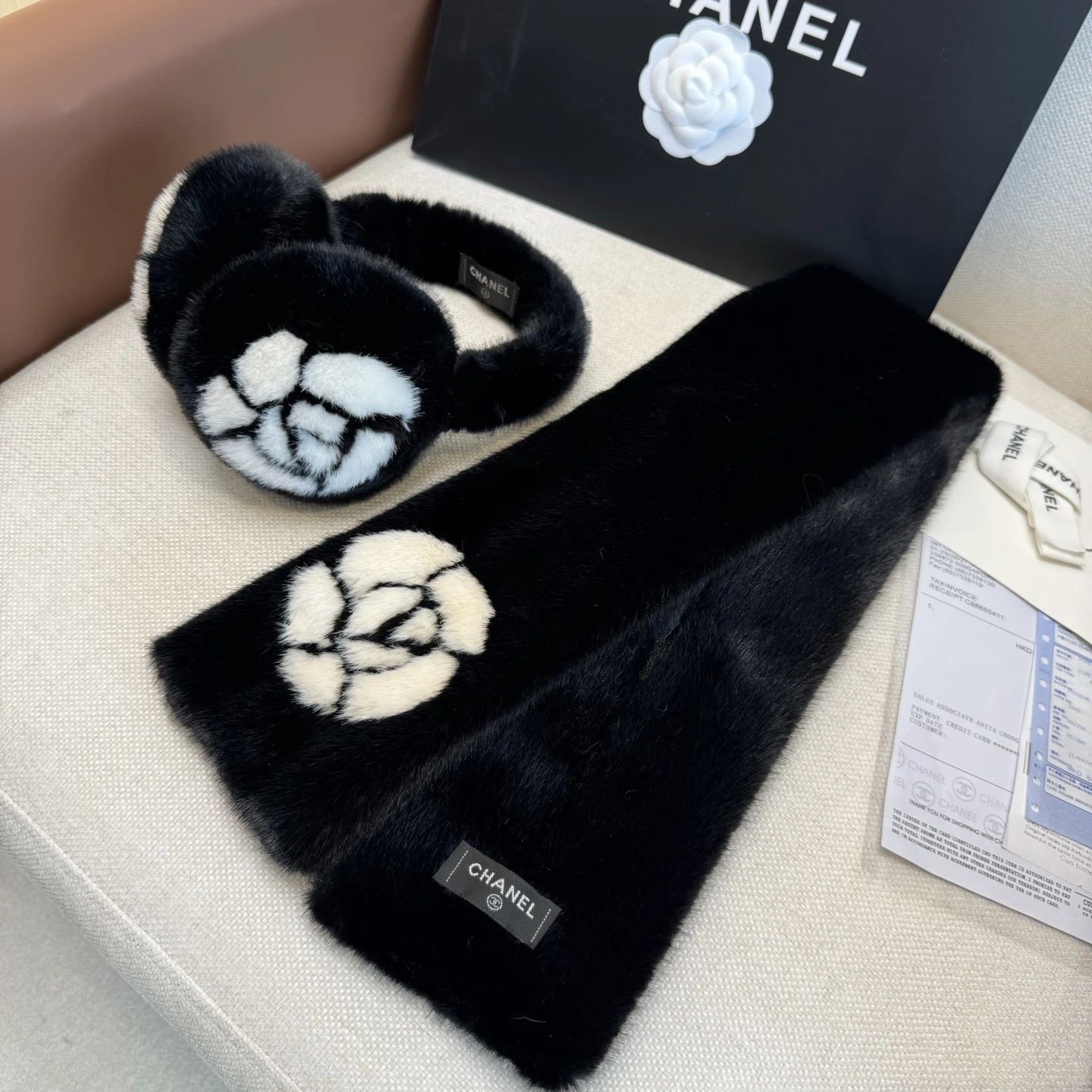 Chanel Ski Earmuffs and Scarf Set