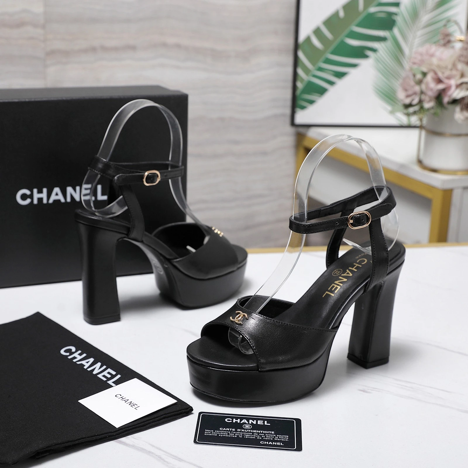 Chanel 26P Thick Heel Waterproof Platform Fish Mouth High Heel Sandals