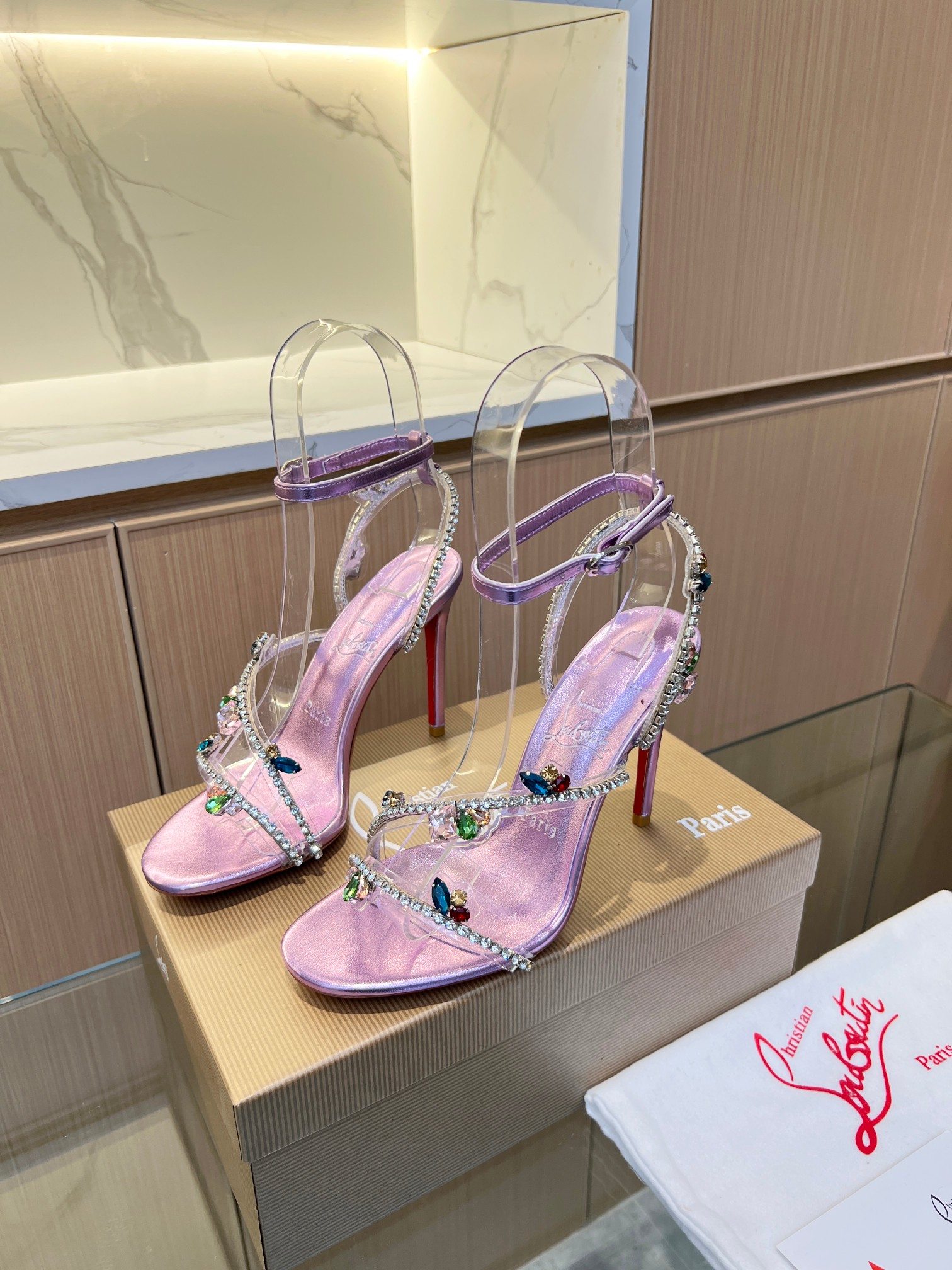 Christian Louboutin red-soled crystal-embellished high-heeled sandals