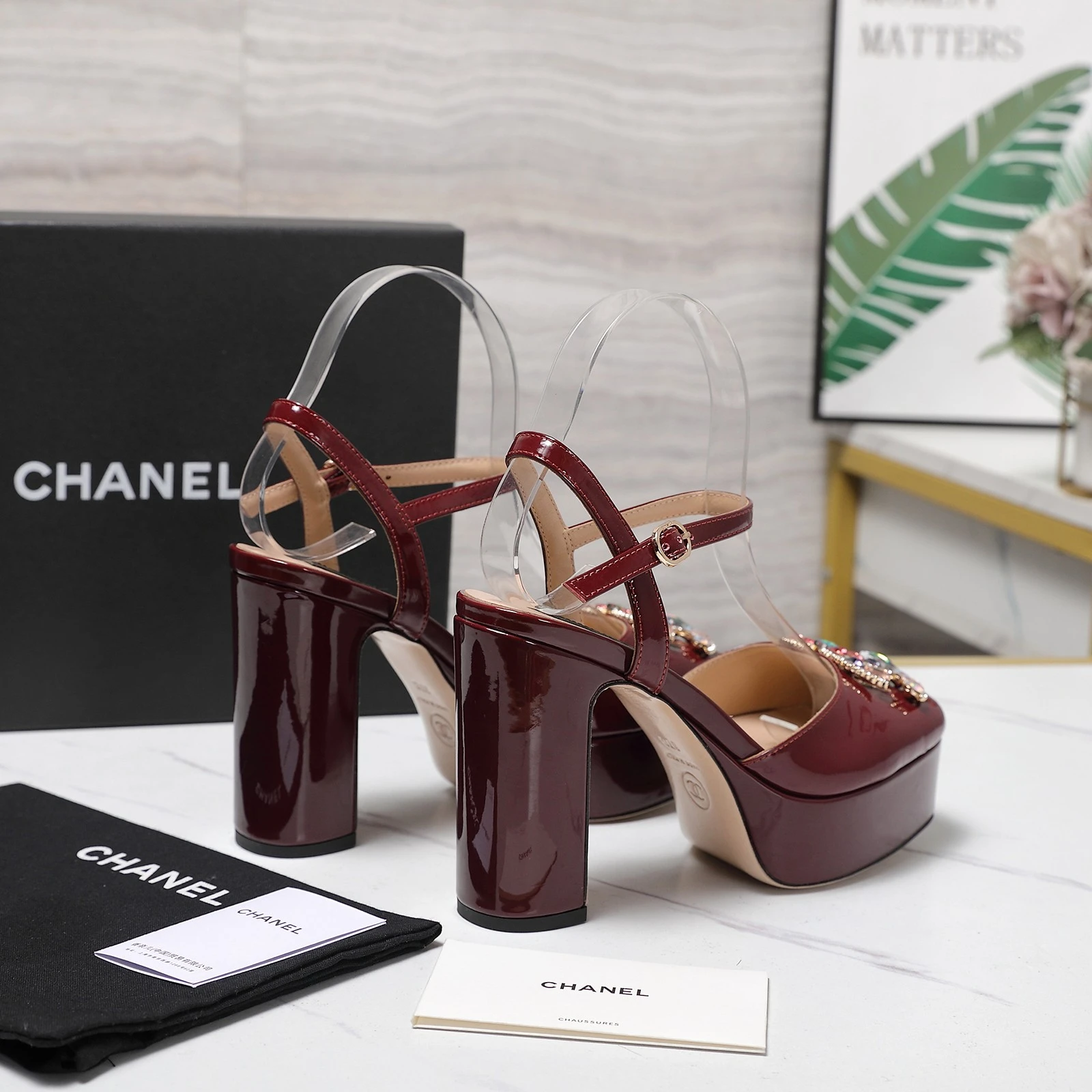 CHANEL Classic Diamond Heel+Double C Diamond Button Sandals