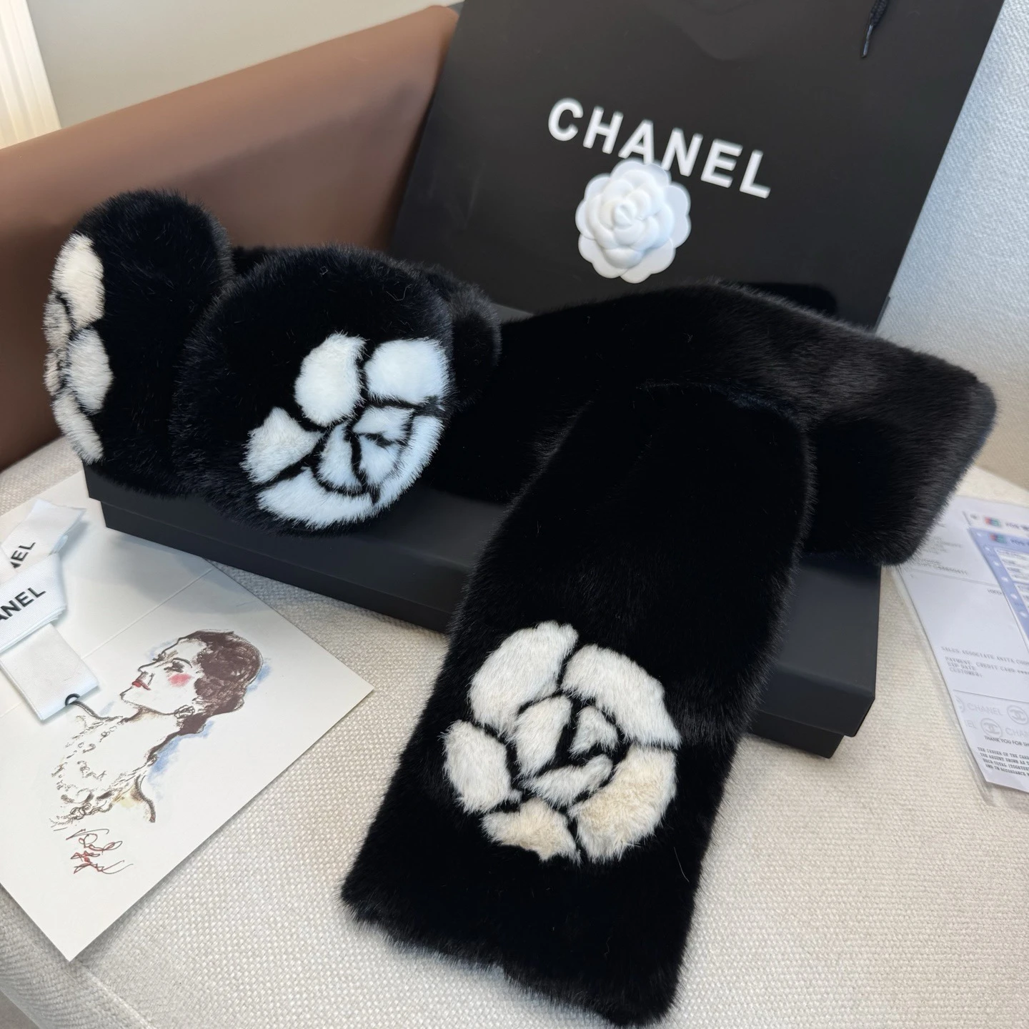 Chanel Ski Earmuffs and Scarf Set